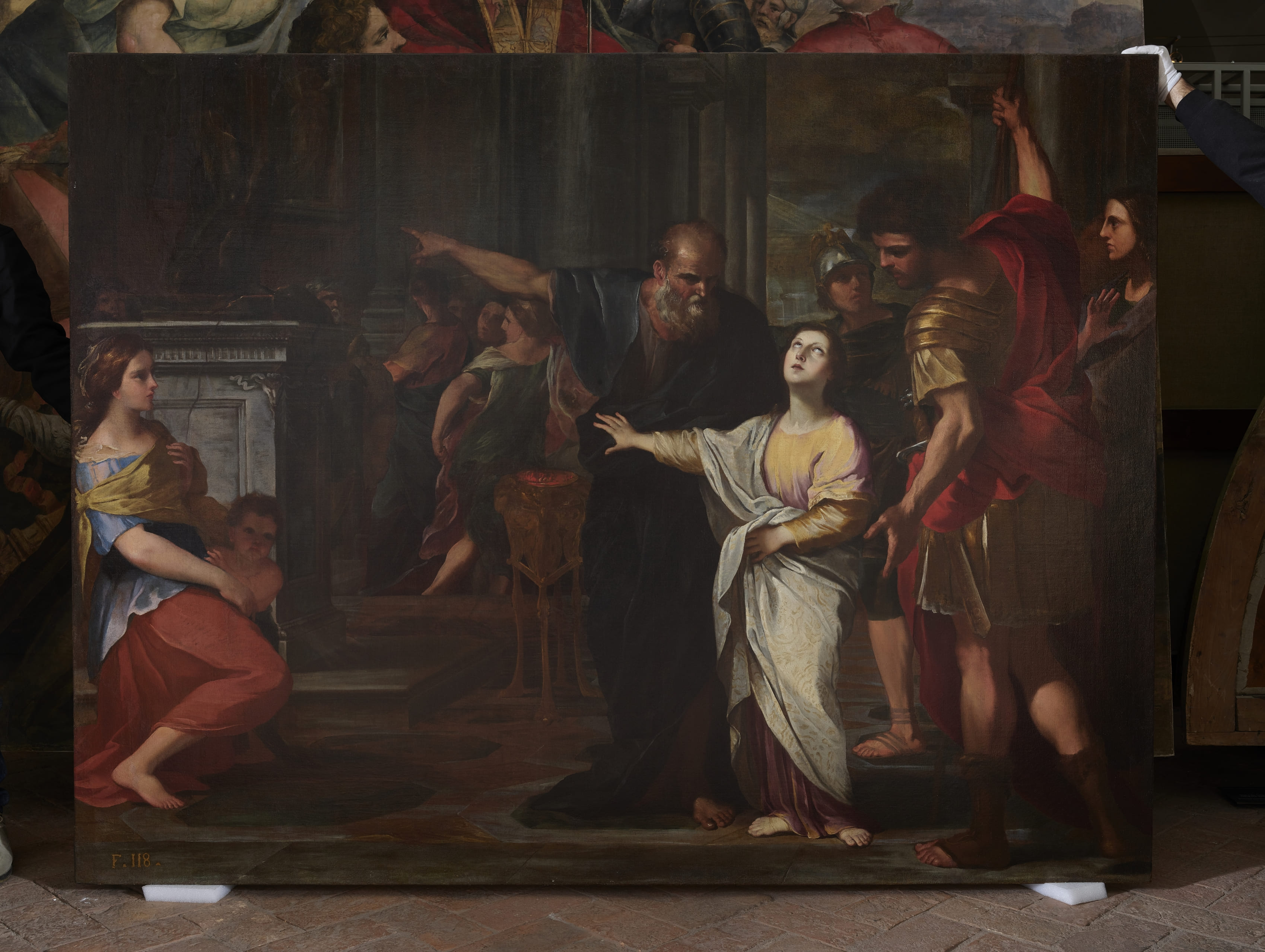 Santa Agnese rifiuta di adorare gli idoli (dipinto) di Camassei Andrea (attribuito) - ambito romano (prima metà sec. XVII)