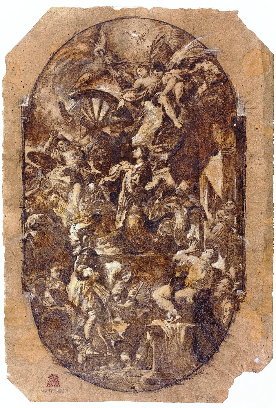 Martirio di S. Caterina d'Alessandria (disegno preparatorio) di Vaccaro, Domenico Antonio (XVIII)