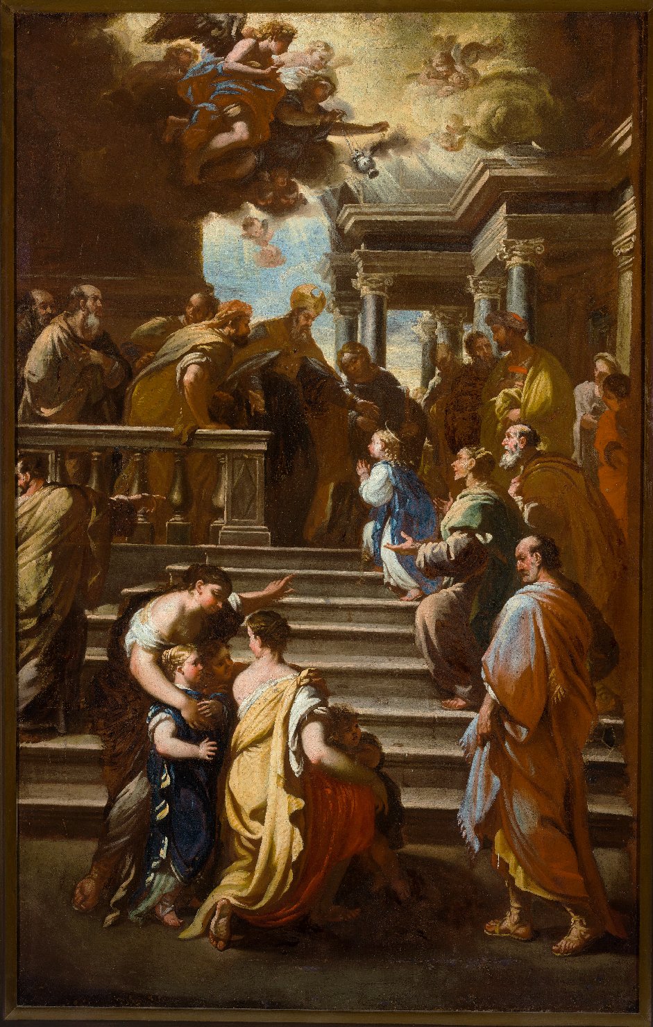 Presentazione della Vergine al Tempio (dipinto - bozzetto) di Giordano, Luca (XVII)