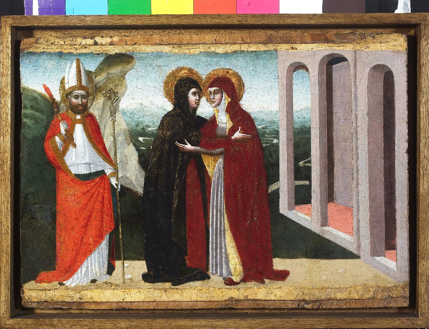 Visitazione (dipinto, opera isolata) di Mazone, Giovanni (metà XV)
