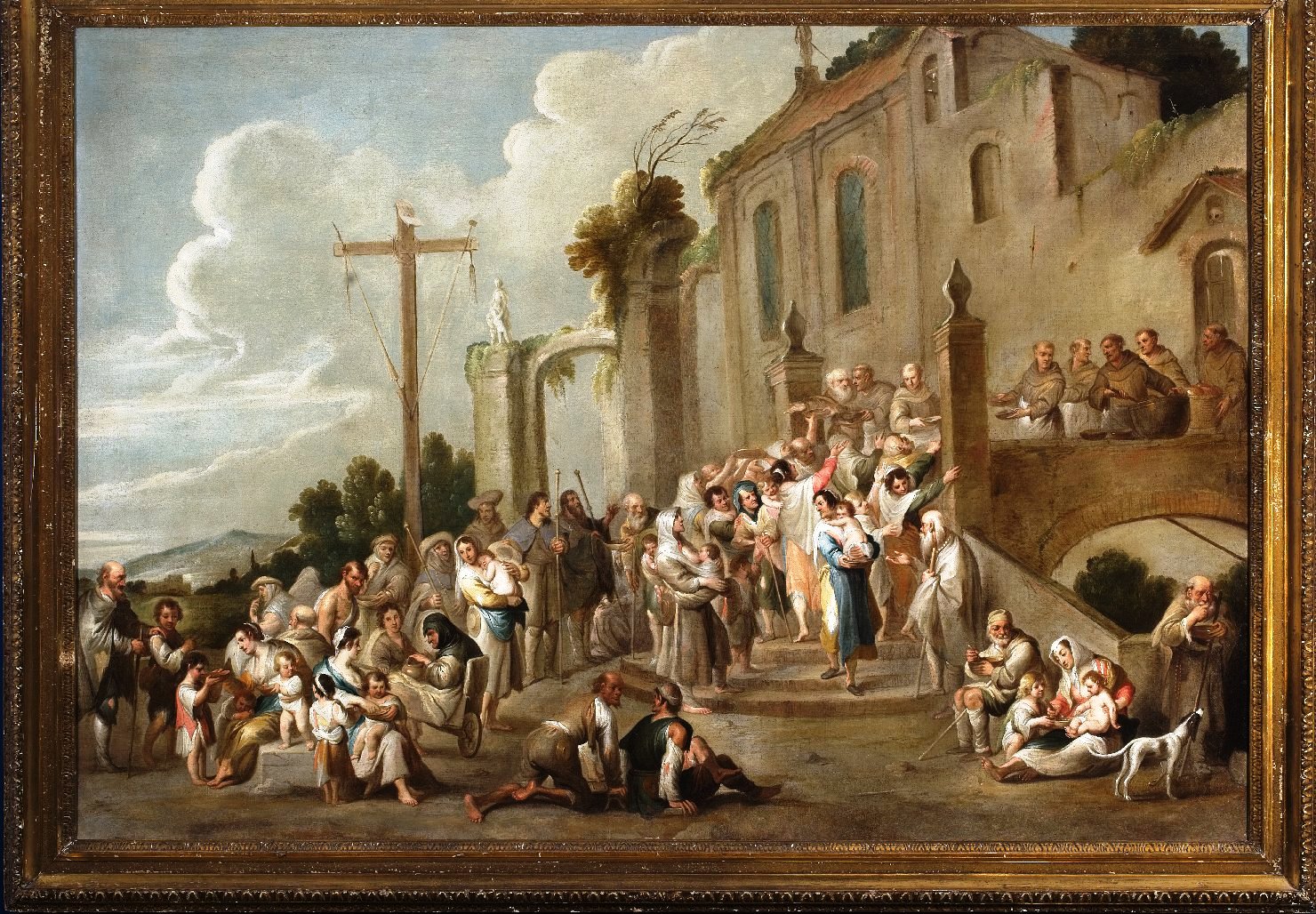 Dar da mangiare agli affamati, Distribuzione della minestra ai poveri (dipinto, elemento d'insieme) di Wael, Cornelis de (XVII)