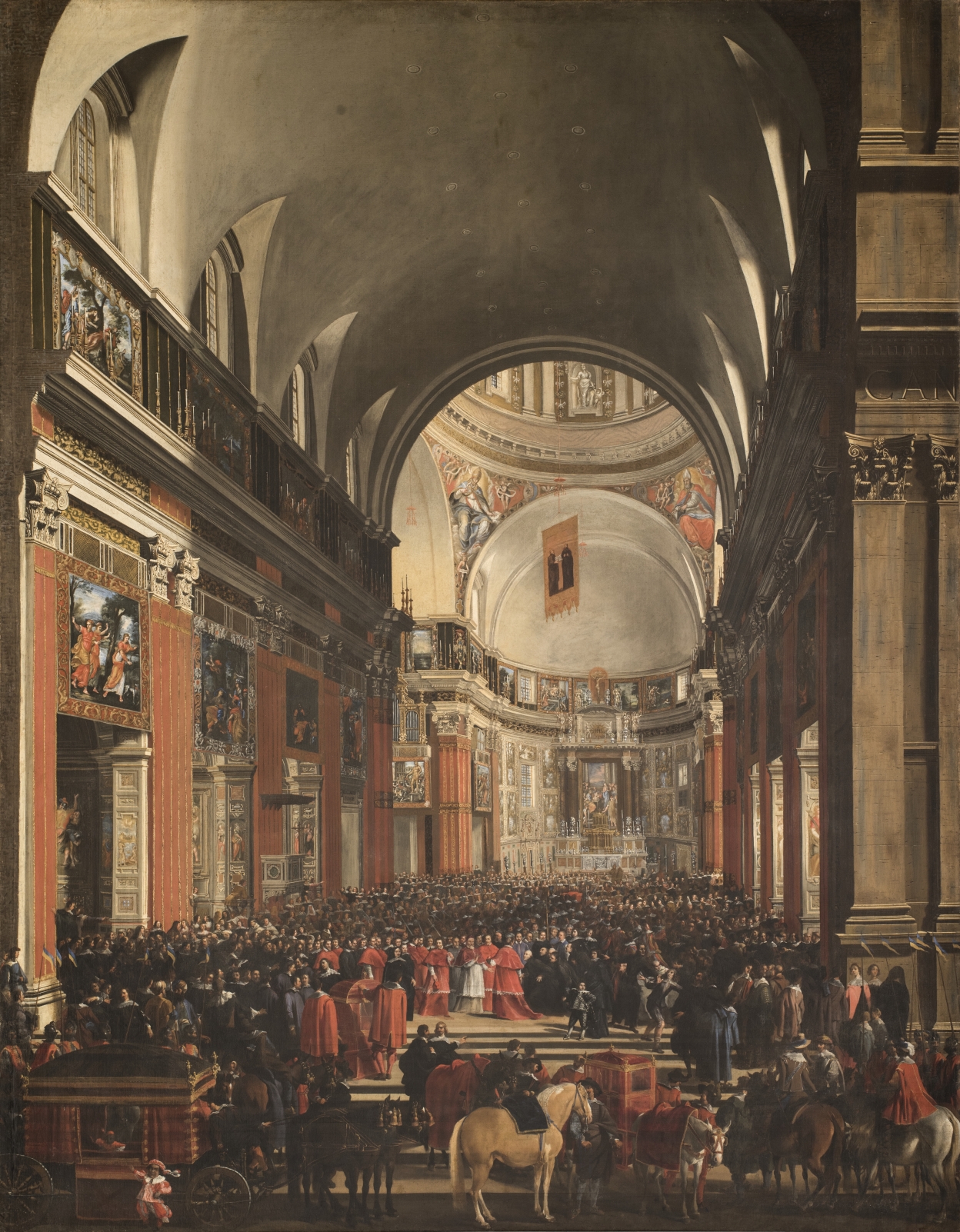 Canonizzazione di Sant'Ignazio nella Chiesa del Gesù a Roma (Ingresso di Urbano VIII al Gesù) (dipinto, opera isolata) di Sacchi, Andrea, Miel, Jan, Gagliardi, Filippo - ambito romano (XVII)