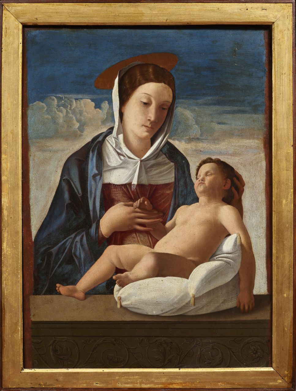 Madonna col Bambino (Copia da Giovanni Bellini), Madonna col Bambino (dipinto, opera isolata) di Bellini Giovanni (bottega) - ambito veneziano (ultimo quarto XV)