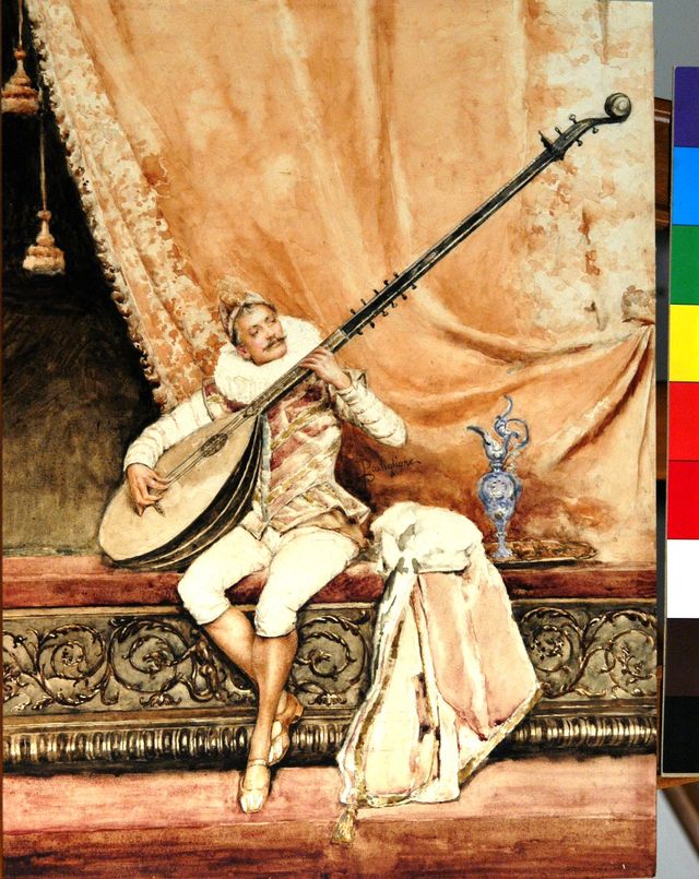 Musico in costume, figura maschile (disegno) di Postiglione Salvatore (fine XIX)