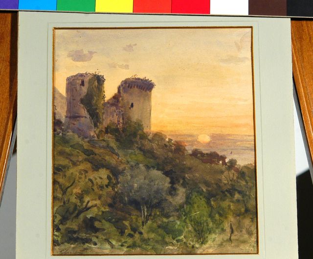 La torre di Castellammare, paesaggio con architetture (disegno) di Gigante Giacinto (terzo quarto XIX)
