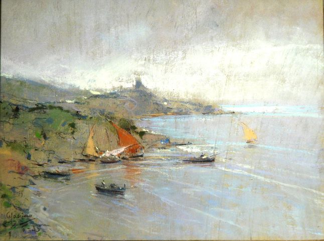 Marina, paesaggio (disegno) di Casciaro Giuseppe (secondo quarto XX)