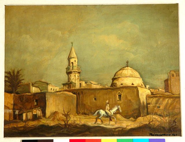 Paesaggio del Cairo, veduta (dipinto) di Trivisonno Amedeo (terzo quarto XX)