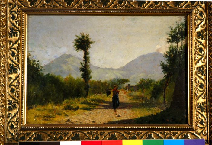 Paesaggio con figura, paesaggio (dipinto) di Palizzi Giuseppe (XIX)