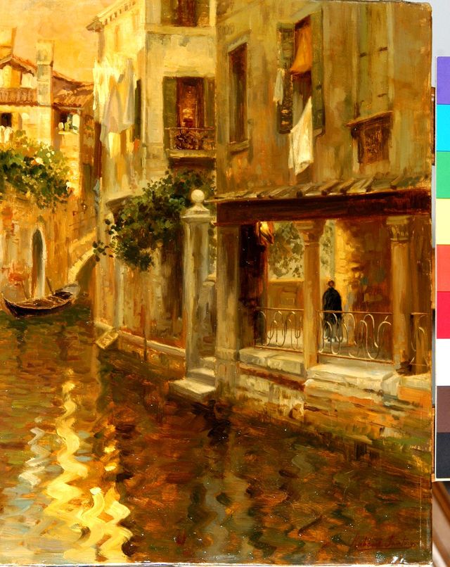 Canale di Venezia, veduta (dipinto) di Santoro Rubens (inizio XX)