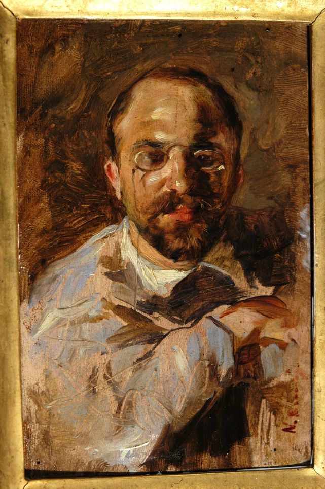 Autoritratto, ritratto d'uomo (dipinto, opera isolata) di Biondi Nicola (XIX/ XX)