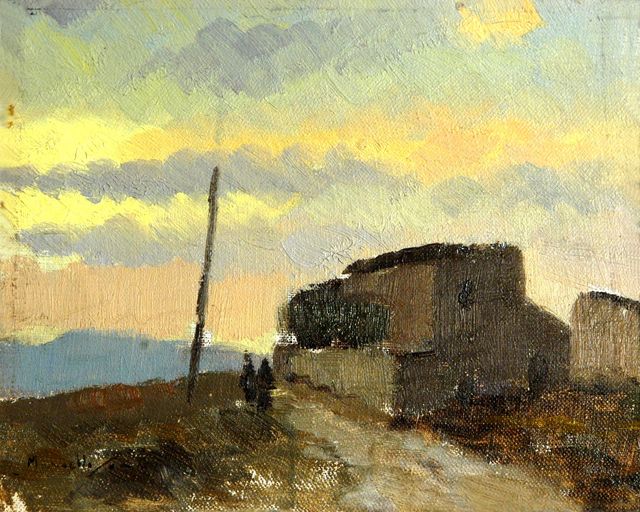 Paesaggio molisano, paesaggio rurale (dipinto) di Scarano Marcello (XX)