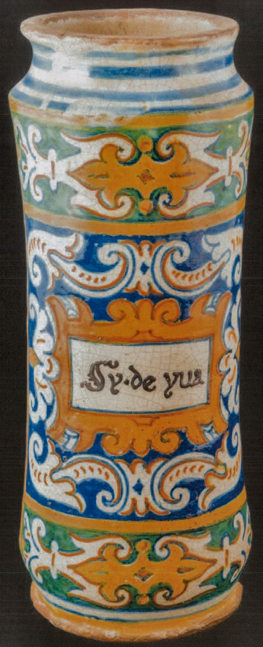 motivi decorativi geometrici e vegetali (alberello, opera isolata) - ambito siciliano (inizio XVI)