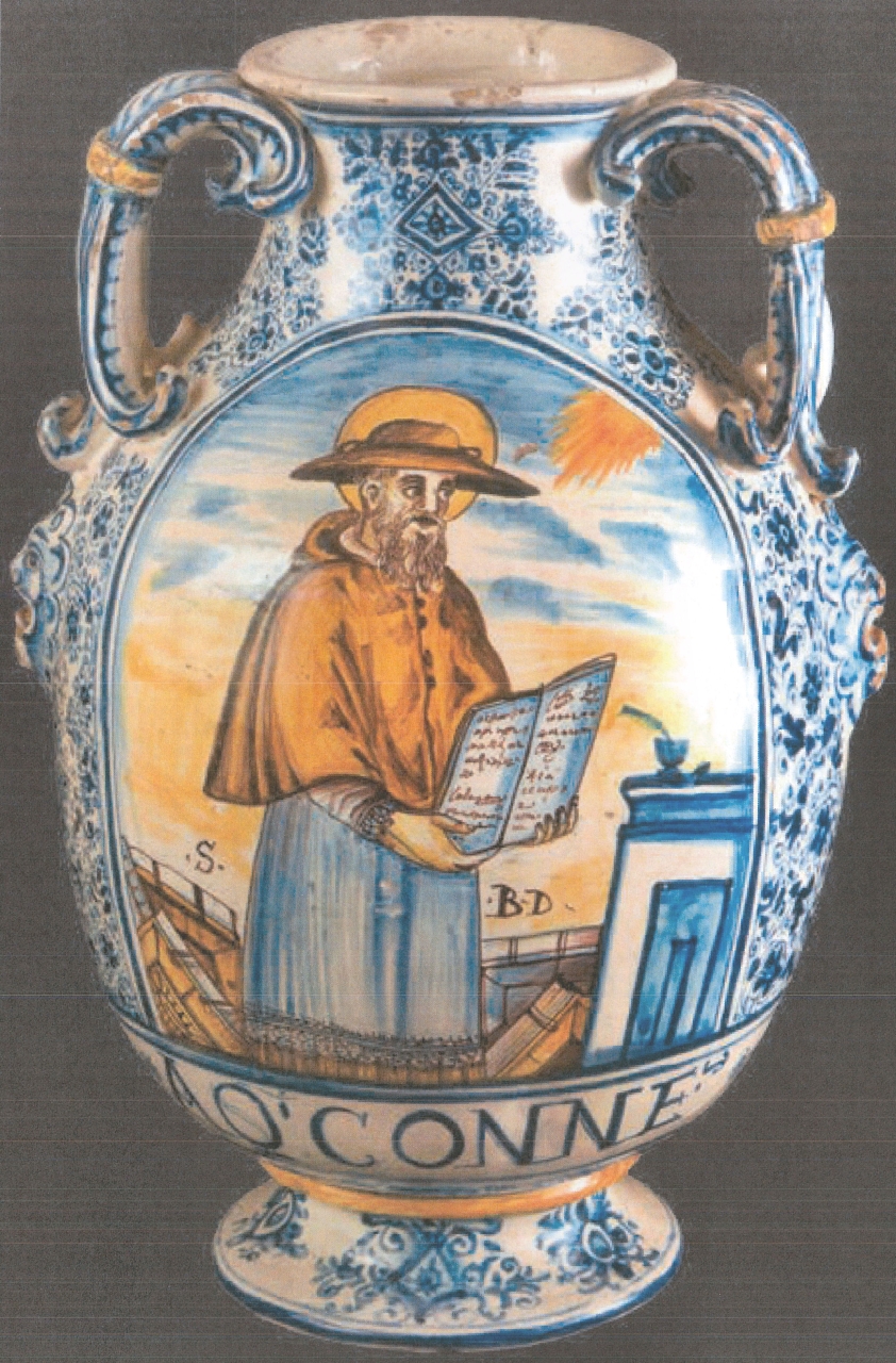 San Barnaba Apostolo con motivi decorativi geometrici e vegetali (anfora, opera isolata) - bottega di Castelli (metà XVII)