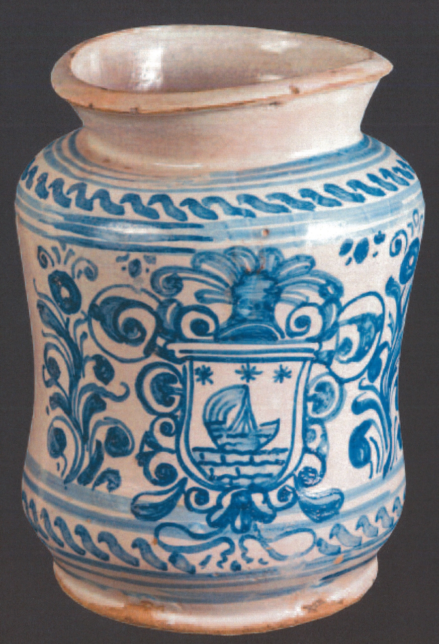 stemma con motivi decorativi geometrici e vegetali (alberello, opera isolata) - manifattura di Laterza (prima metà XVIII)