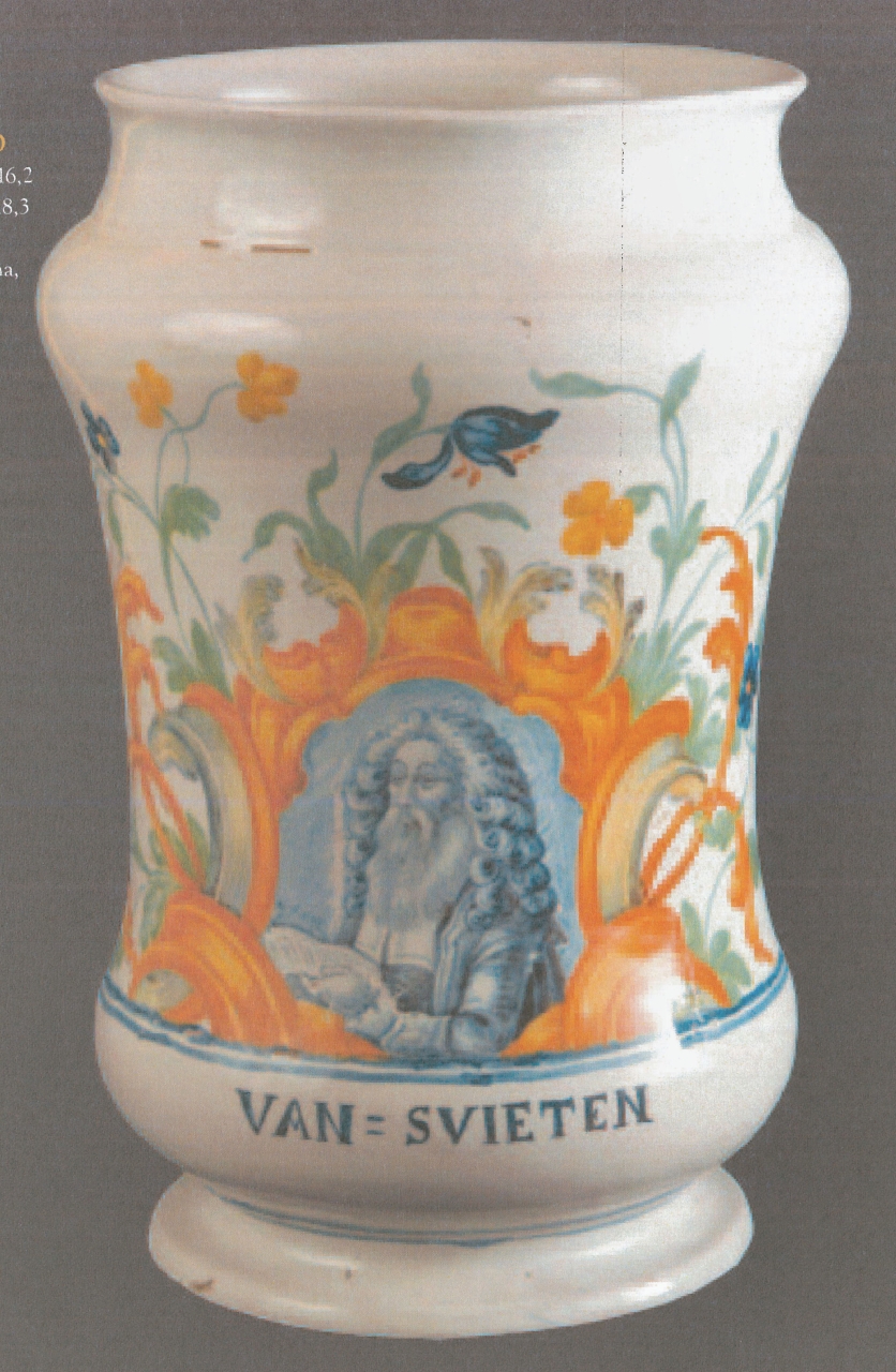 ritratto del medico Gerard van Swieten con motivi decorativi geometrici e vegetali (alberello, opera isolata) di Fuina Gesualdo (fine XVIII)