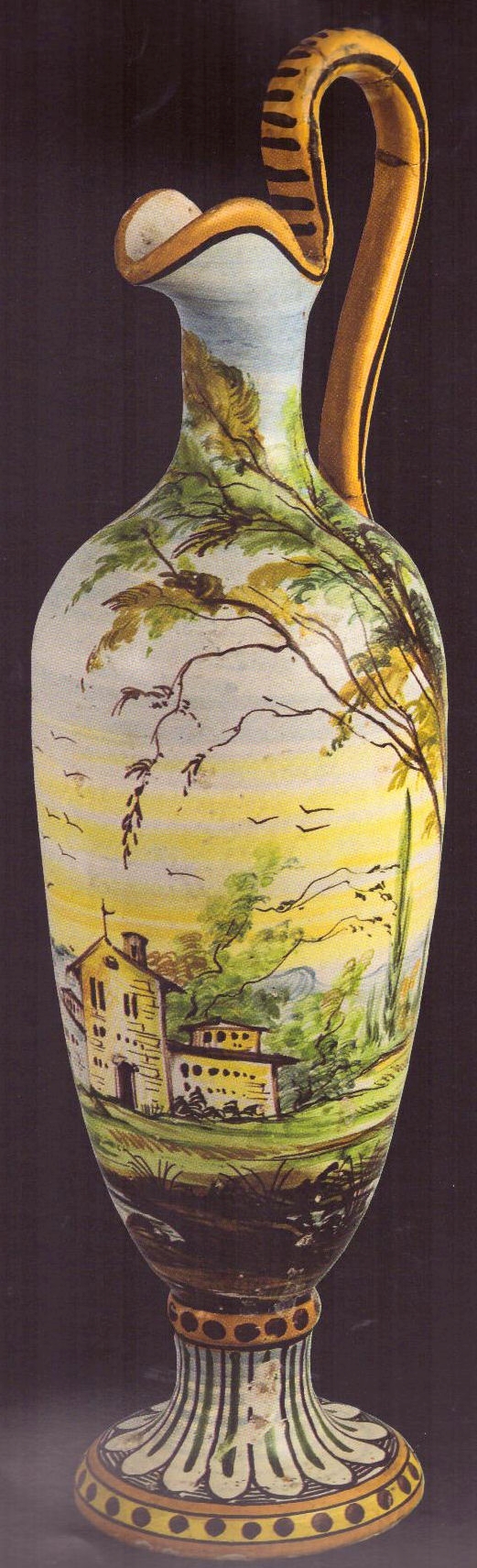 paesaggio con motivi decorativi geometrici e vegetali (brocca, opera isolata) di Troisi Antonio (metà XX)