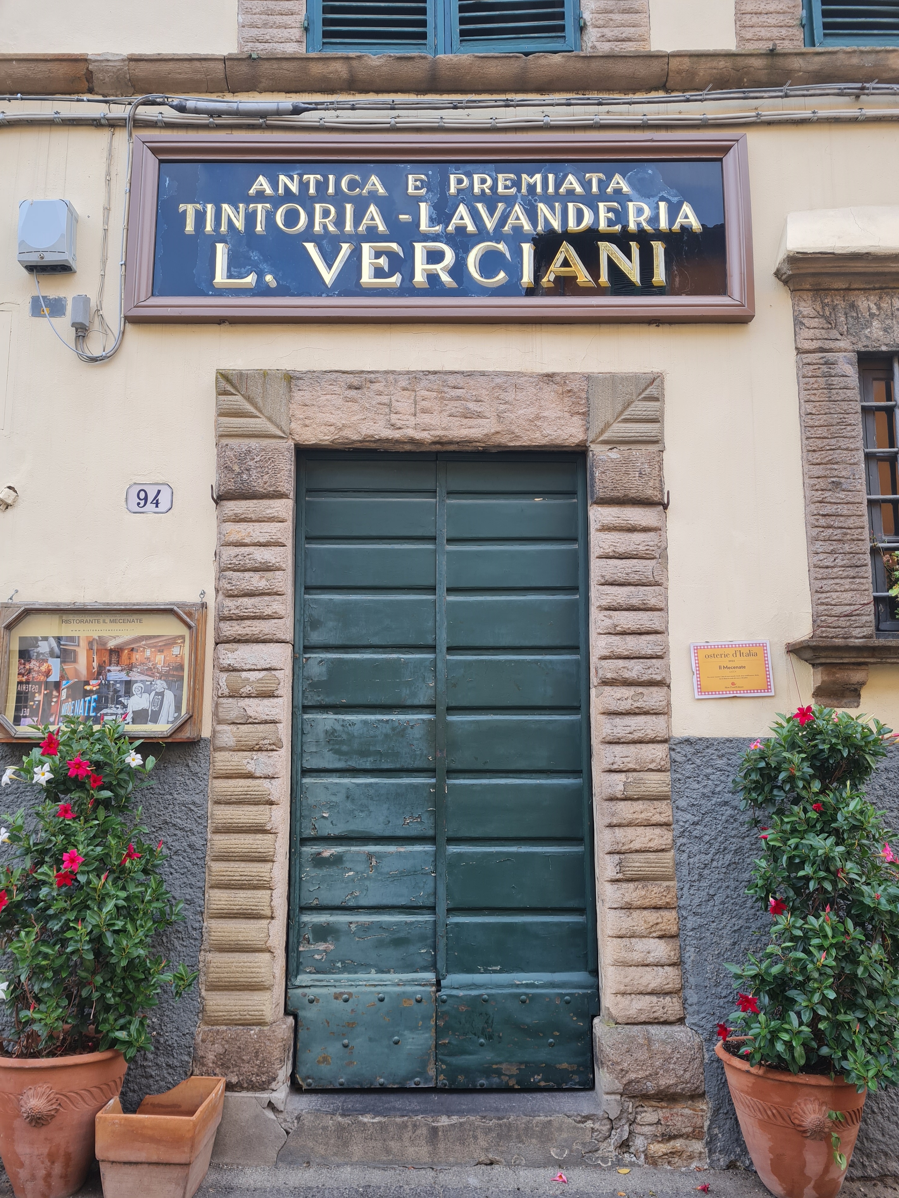 ristorante, Ristorante Mecenate, Tintoria Verciani (denominazione originaria storica) (primo quarto XVIII)