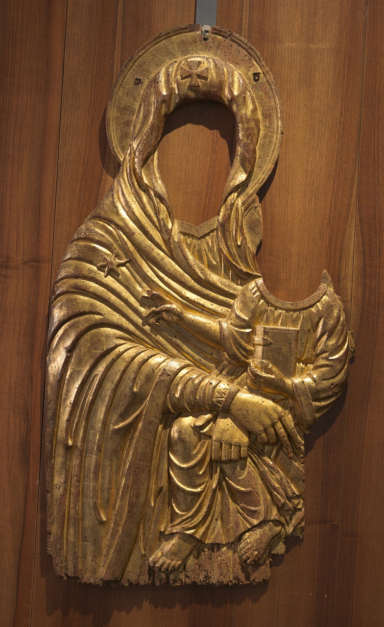 Salus populi romani, Madonna con Bambino ed emblema gesuitico (coperta di icona, opera isolata) - bottega messinese (terzo quarto XVII)