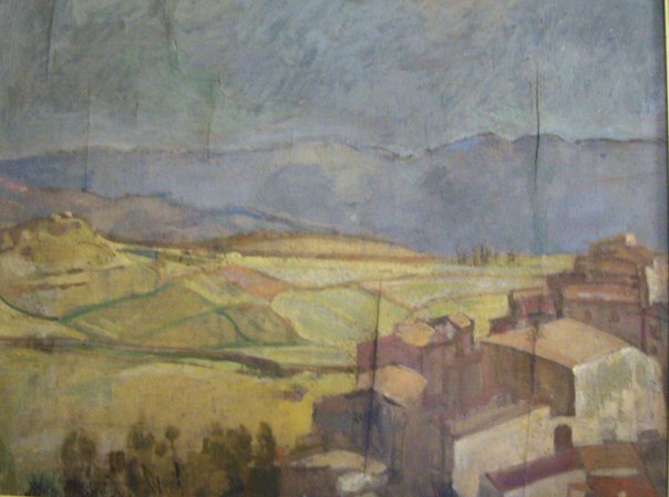 Tratturi d'estate, paesaggio estivo (dipinto) di Ciamarra Elena (secondo quarto sec. XX)