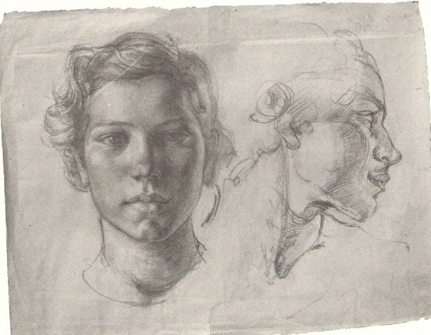 Fortunata, testa di fanciulla (disegno) di Ciamarra Elena (terzo quarto sec. XX)