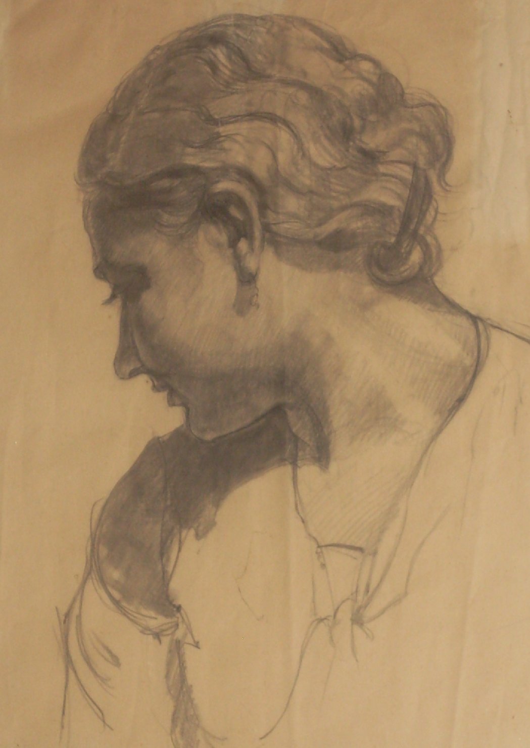 Profilo di Fortunata, ritratto di donna (disegno) di Ciamarra Elena (terzo quarto sec. XX)