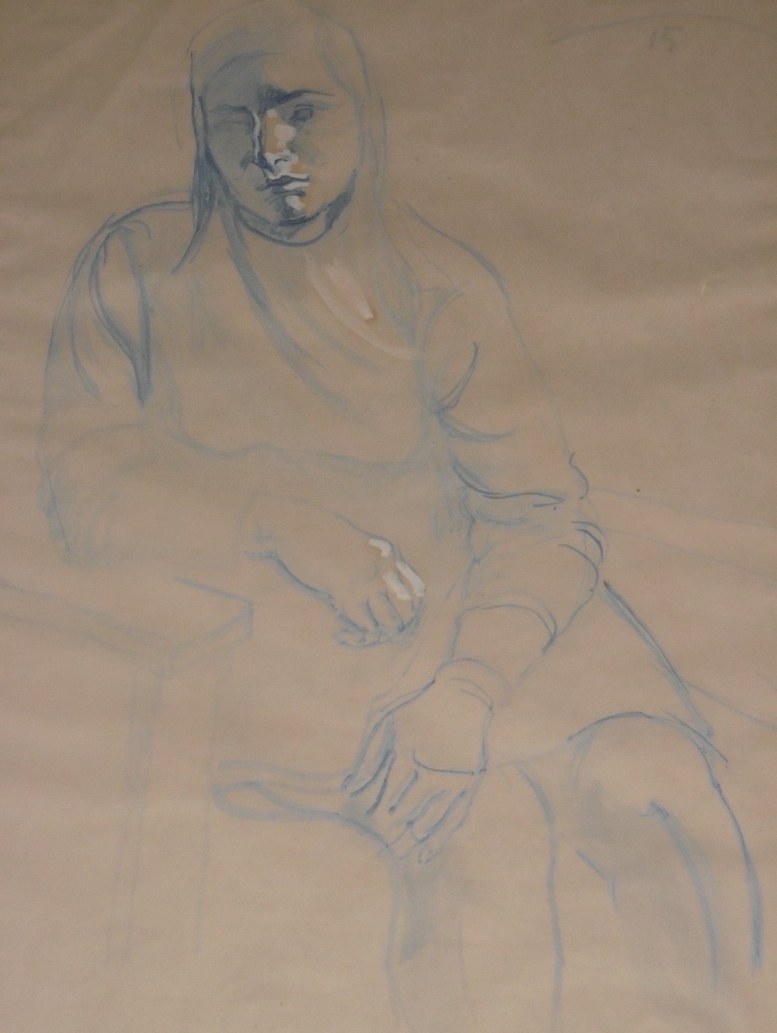 Cenzina, figura femminile seduta (disegno) di Ciamarra Elena (terzo quarto sec. XX)