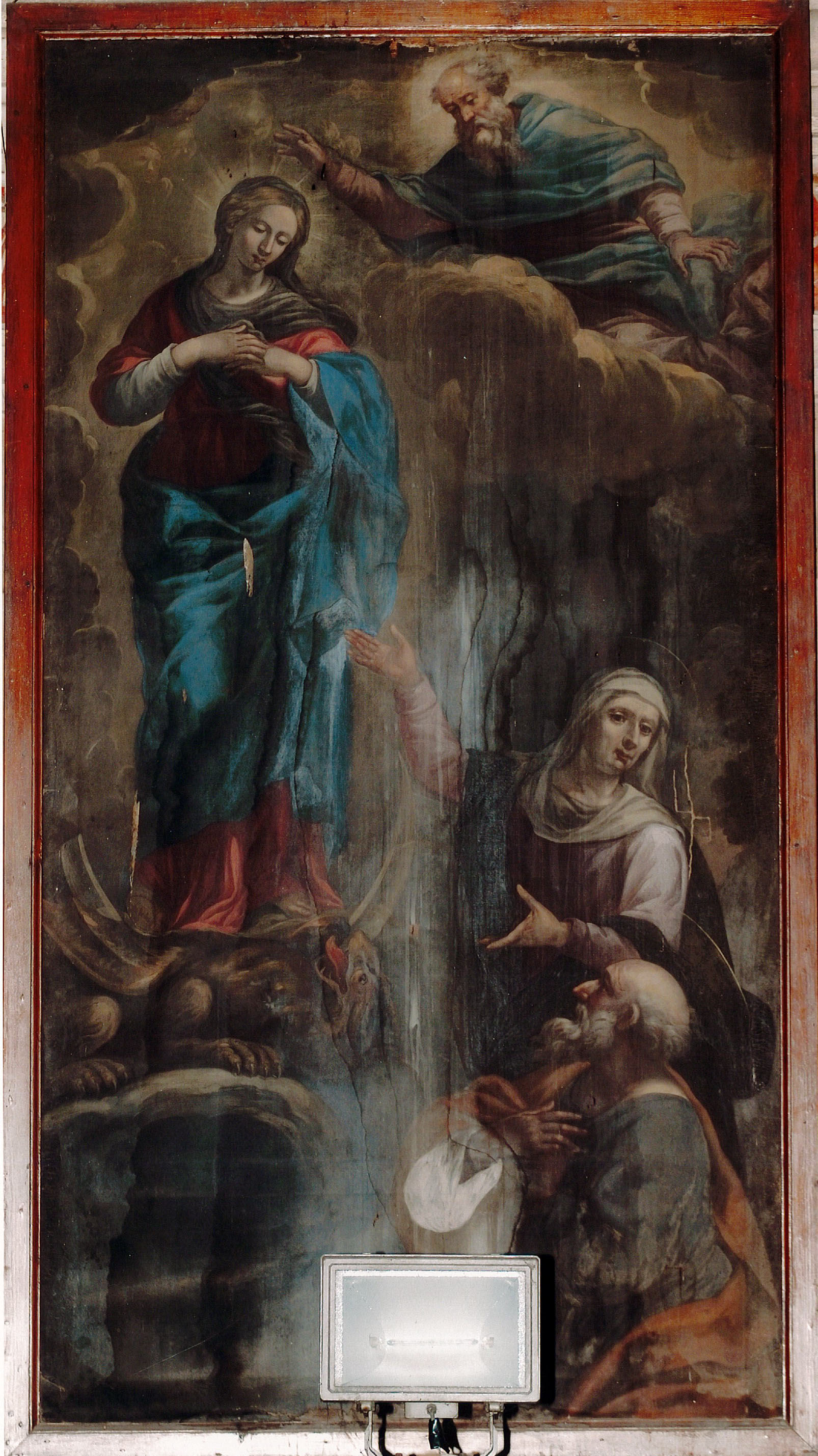 Madonna Immacolata con il Padre Eterno e due Santi (dipinto, opera isolata) - ambito bergamasco (seconda metà Sec. XVIII)