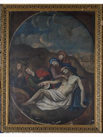 stazione della via crucis: compianto sul Cristo morto (dipinto, elemento d'insieme) - ambito bergamasco (Sec. XIX)