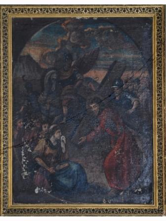 stazione della via crucis: Cristo incontra le Pie donne (dipinto, elemento d'insieme) - ambito bergamasco (sec. XIX)
