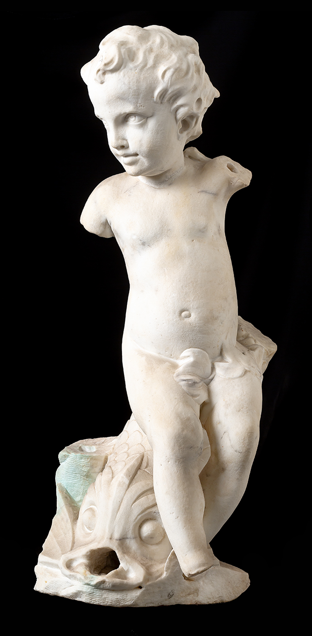 putto e pesce (scultura, opera isolata) - bottega genovese (prima metà XVIII)