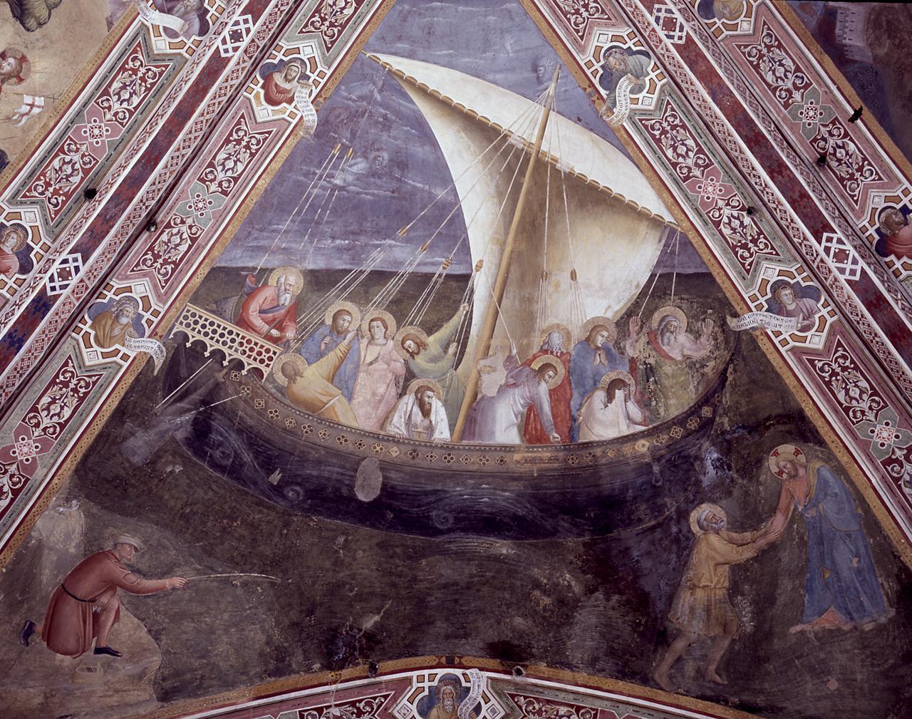 Cristo placa la tempesta sul lago di Tiberiade (dipinto) di Bonaiuti Andrea detto Andrea da Firenze, Antonio Veneziano (sec. XIV)