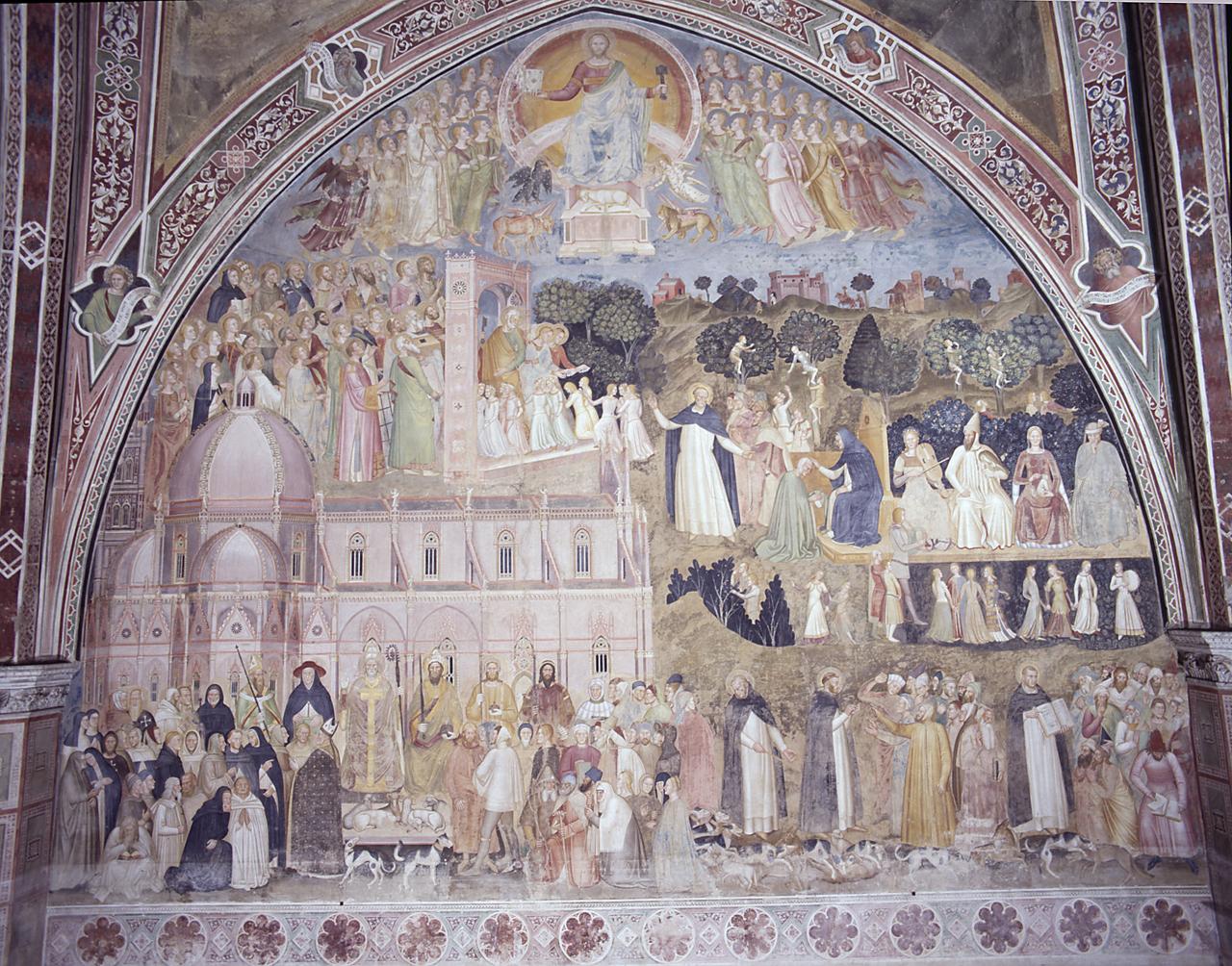 allegoria della Chiesa militante (dipinto) di Bonaiuti Andrea detto Andrea da Firenze (sec. XIV)