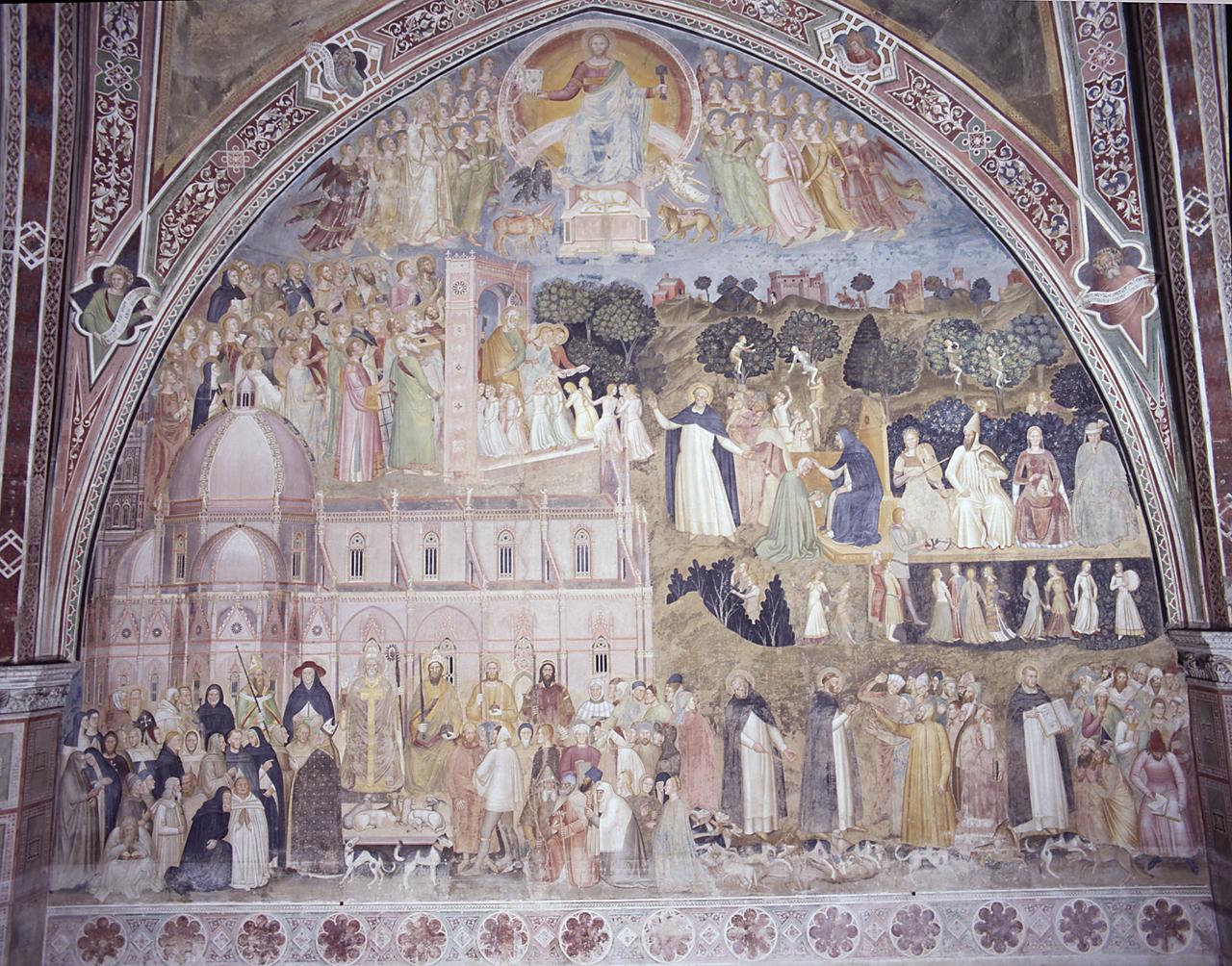 allegoria della Chiesa militante (dipinto) di Bonaiuti Andrea detto Andrea da Firenze (sec. XIV)