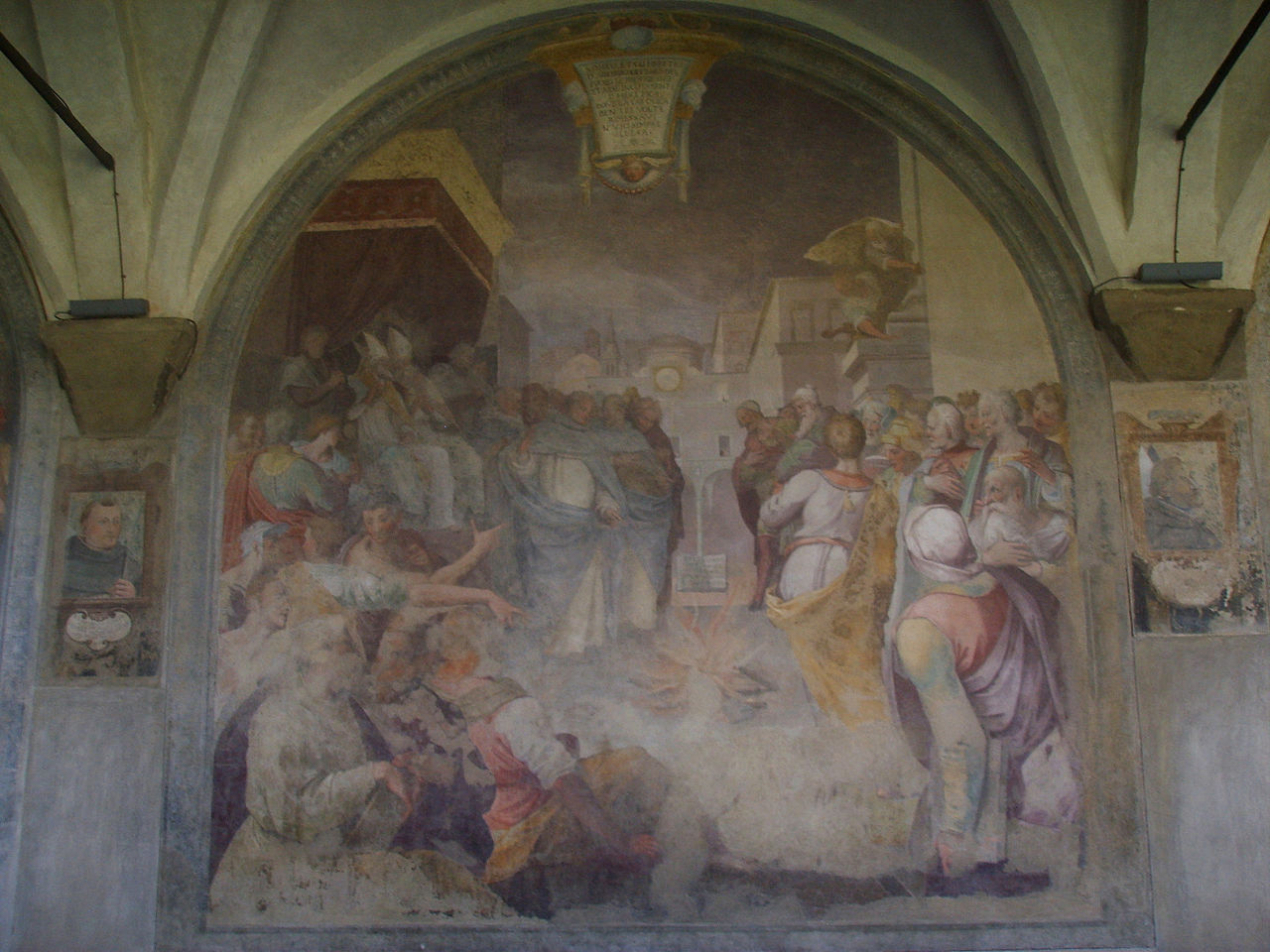 San Domenico e il rogo dei libri degli eretici albigesi (dipinto, frammento) di Barbatelli Bernardino detto Poccetti (sec. XVI)