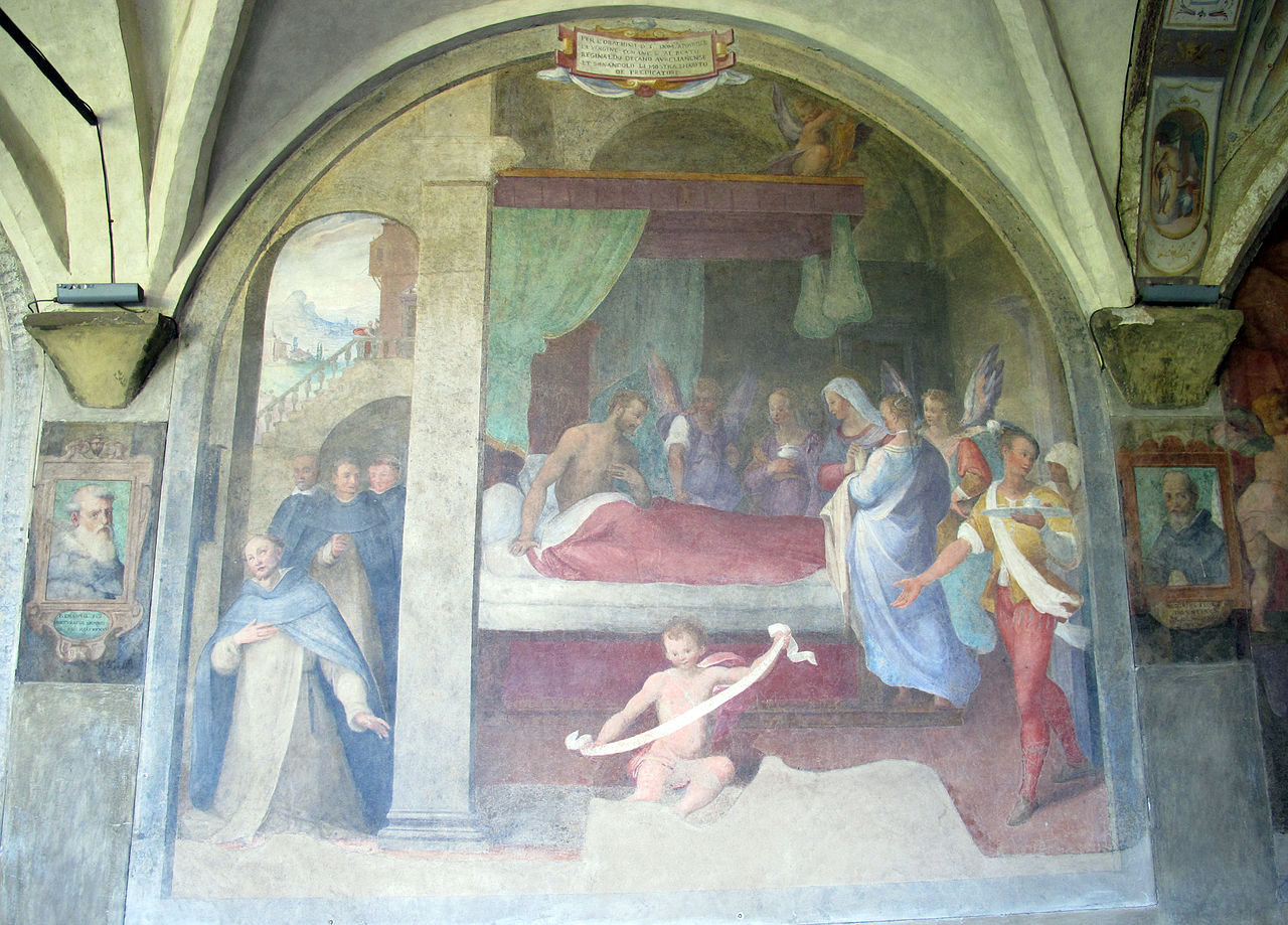 Madonna guarisce il beato Reginaldo per intercessione di san Domenico (dipinto) di Buti Lodovico (sec. XVI)