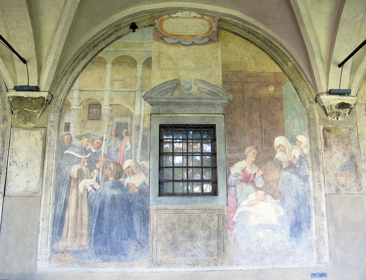 Sant'Antonino guarisce un bambino di casa Tempi (dipinto) di Veli Benedetto (sec. XVI)