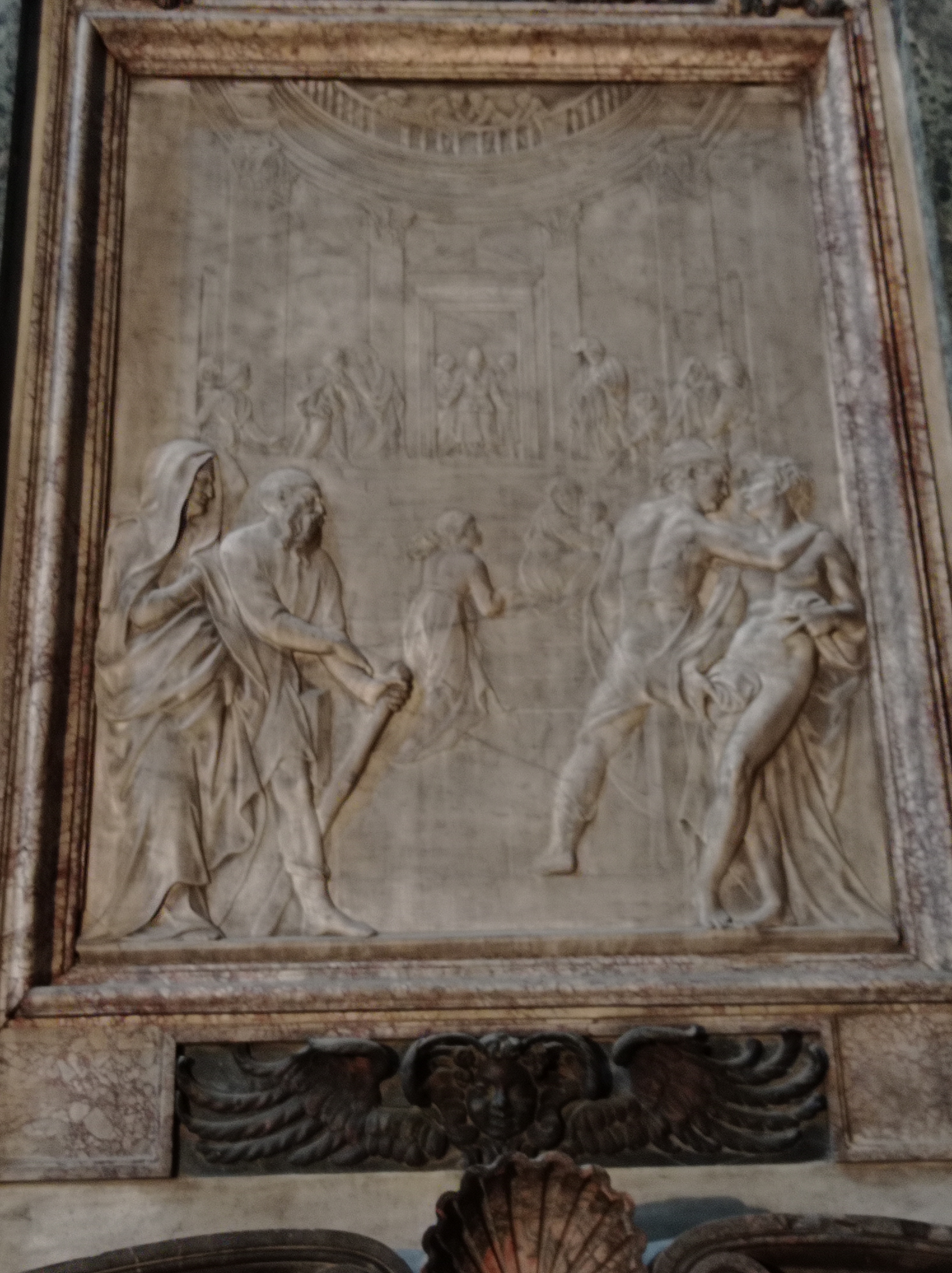 presentazione di Maria Vergine al tempio (rilievo) di Bandini Giovanni detto Giovanni dell'Opera (sec. XVI)