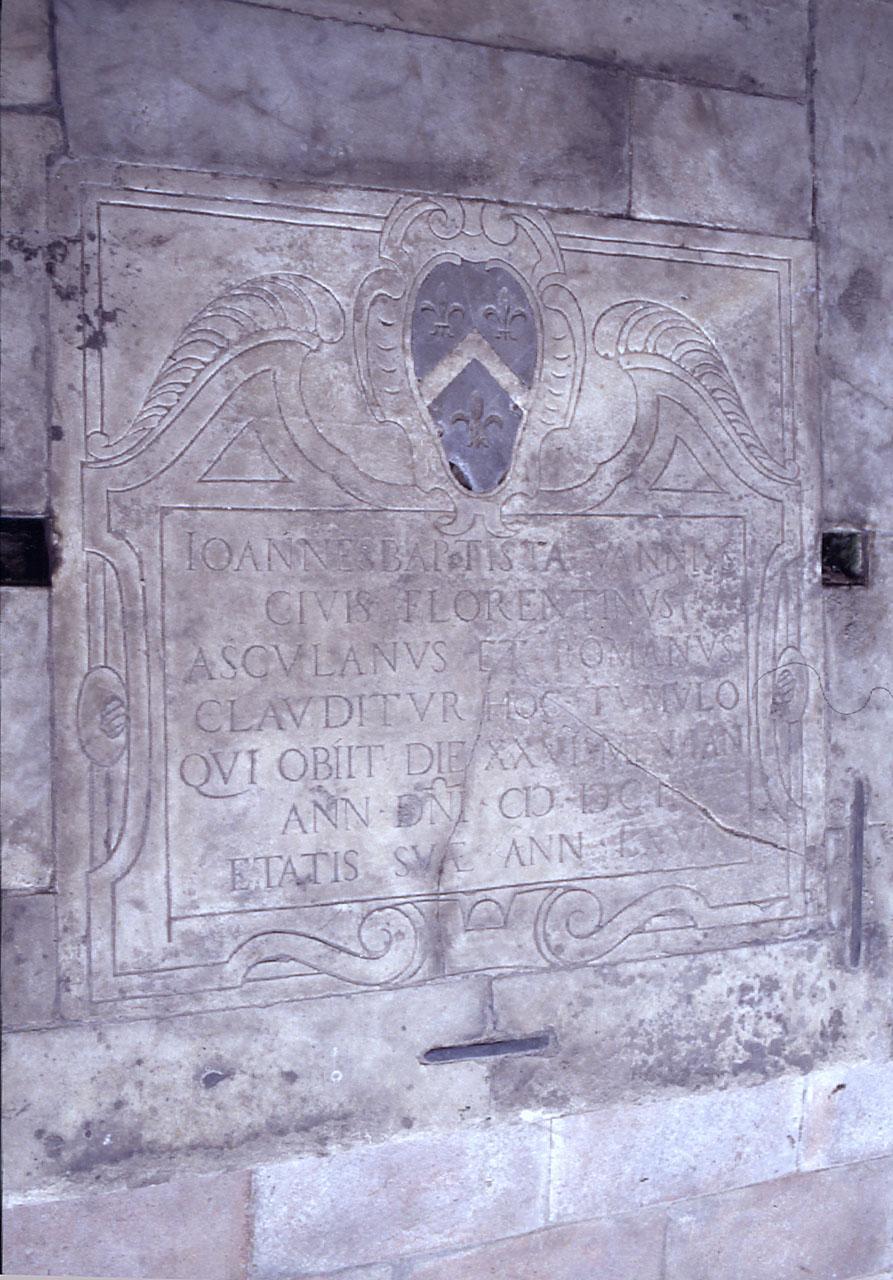 stemma gentilizio della famiglia Vanni (lapide tombale) - produzione fiorentina (inizio sec. XVII)