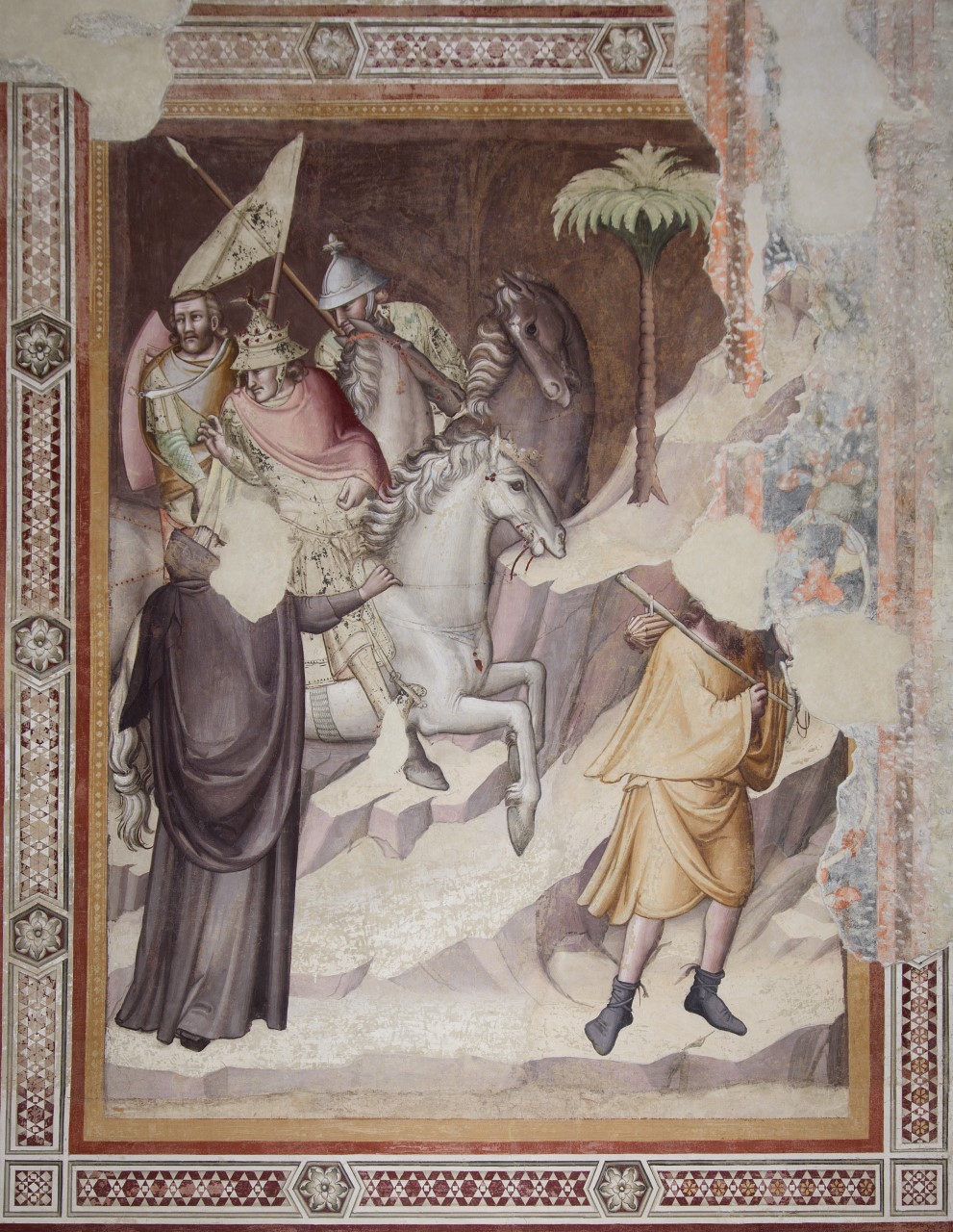 San Gregorio Magno in fuga da Roma (dipinto) di Scannabecchi Lippo di Dalmasio (fine sec. XIII)