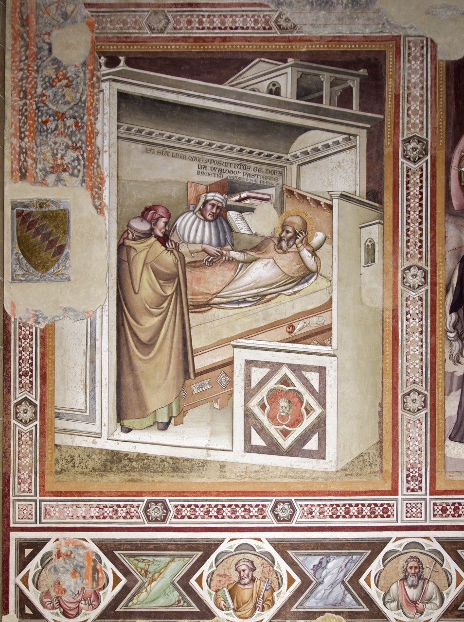San Gregorio Magno malato detta i dialoghi (dipinto) di Scannabecchi Lippo di Dalmasio (fine sec. XIII)