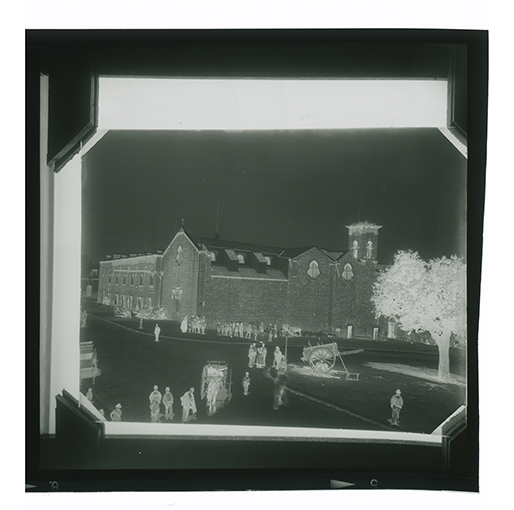 Putignano - Corso Umberto I con la chiesa di Maria SS. del Carmine (negativo) di Anonimo (XX)