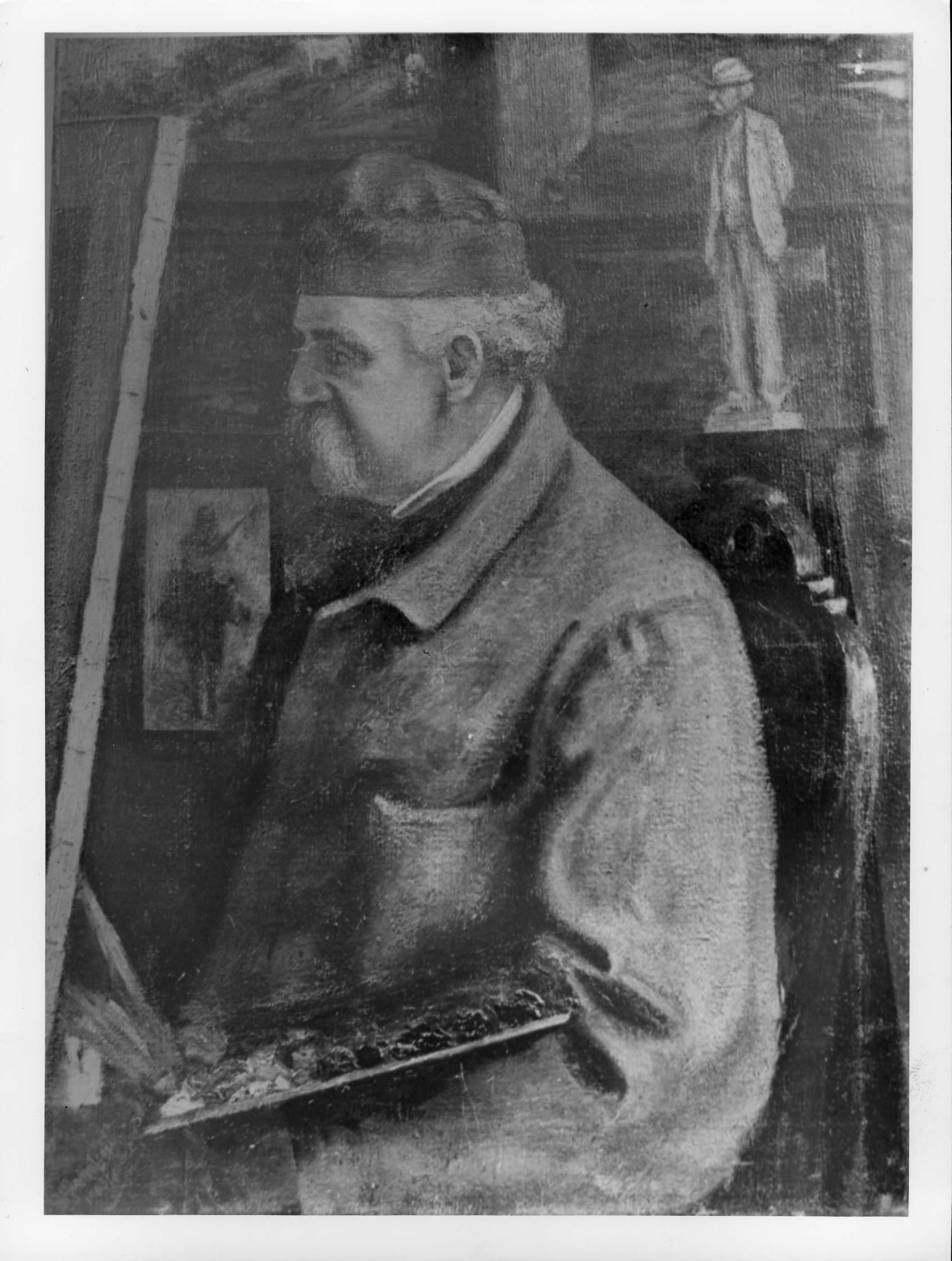 Giovanni Fattori nello studio, ritratto maschile (dipinto) di Malesci Giovanni (XX)
