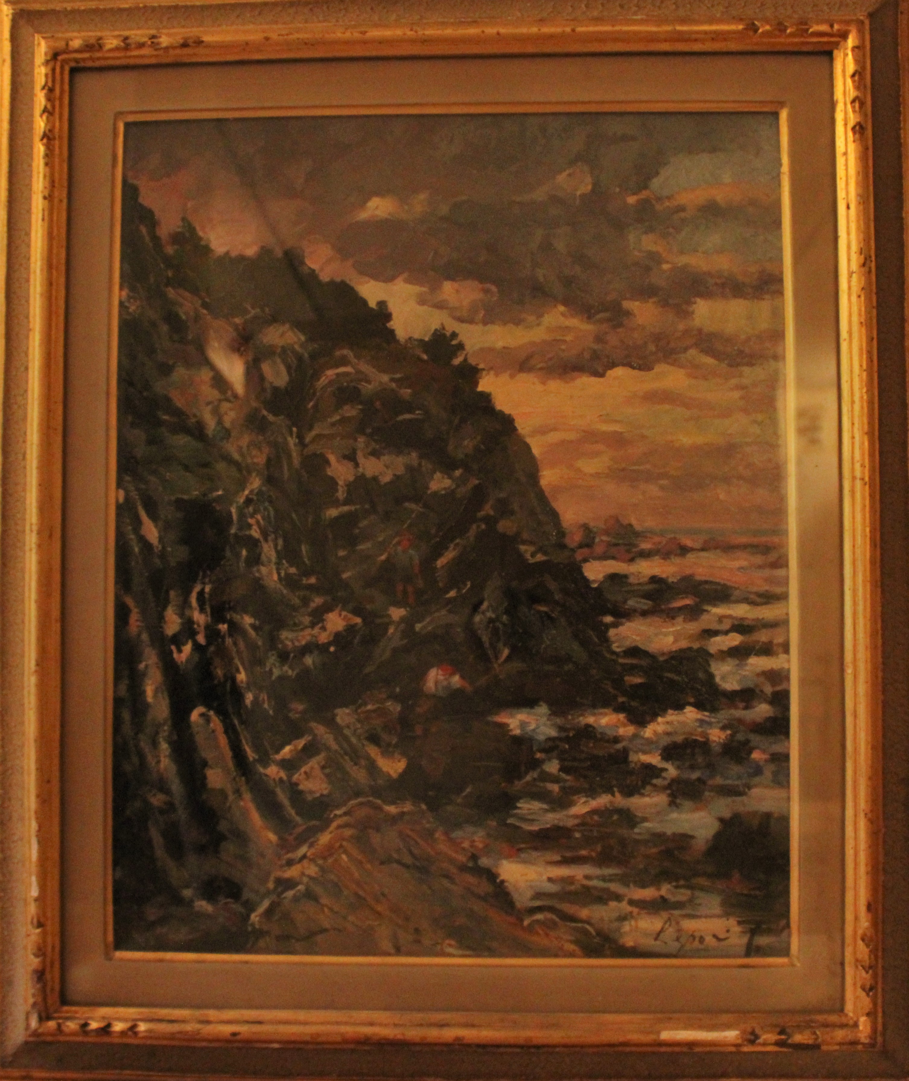 Scogliera livornese, paesaggio marino (dipinto) di Lepori Giovan Battista (XX)