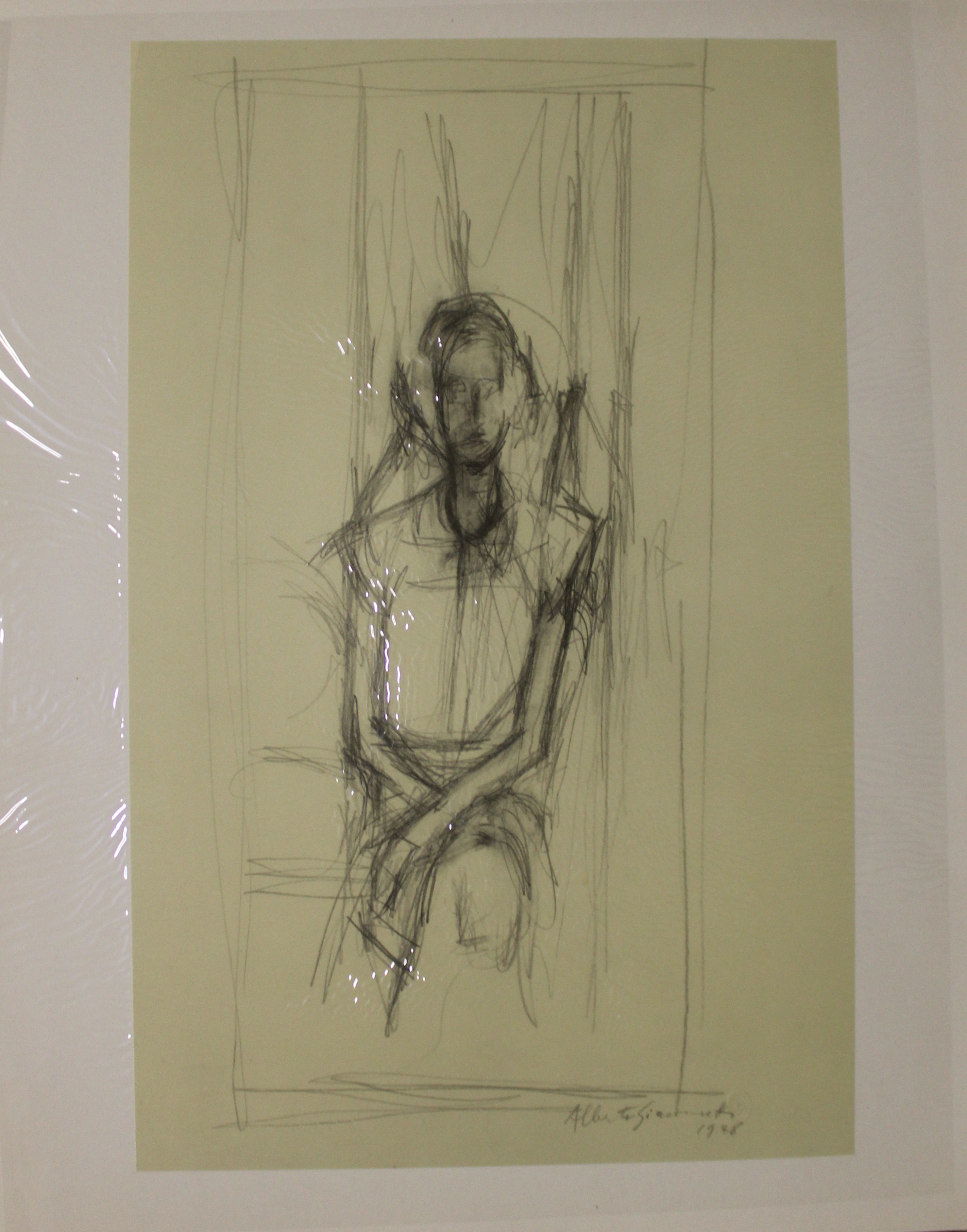 Figura femminile seduta, ritratto femminile (stampa, elemento d'insieme) di Giacometti Alberto (XX)