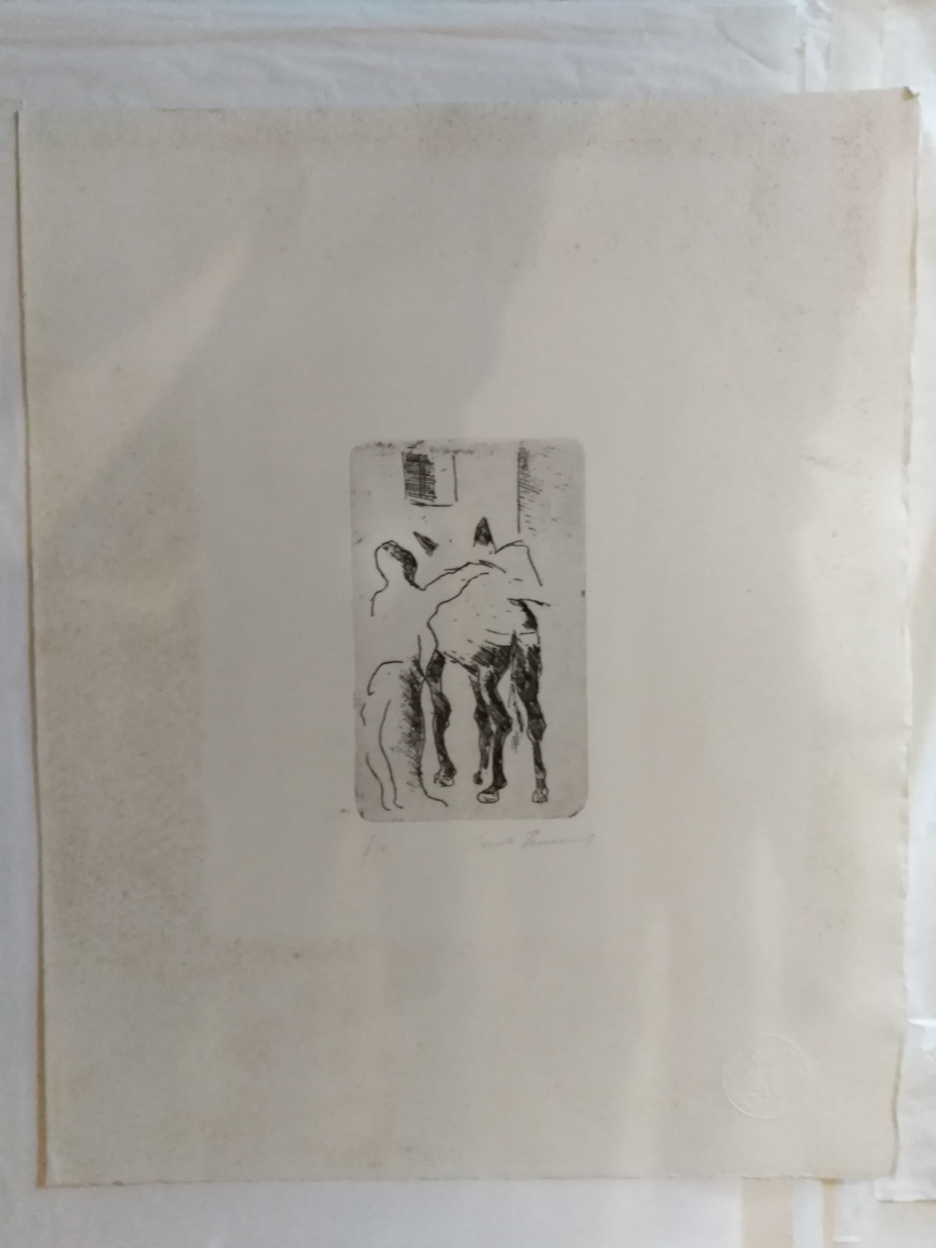 Asinello di Sardegna, figura con asino (stampa) di Treccani Ernesto (XX)