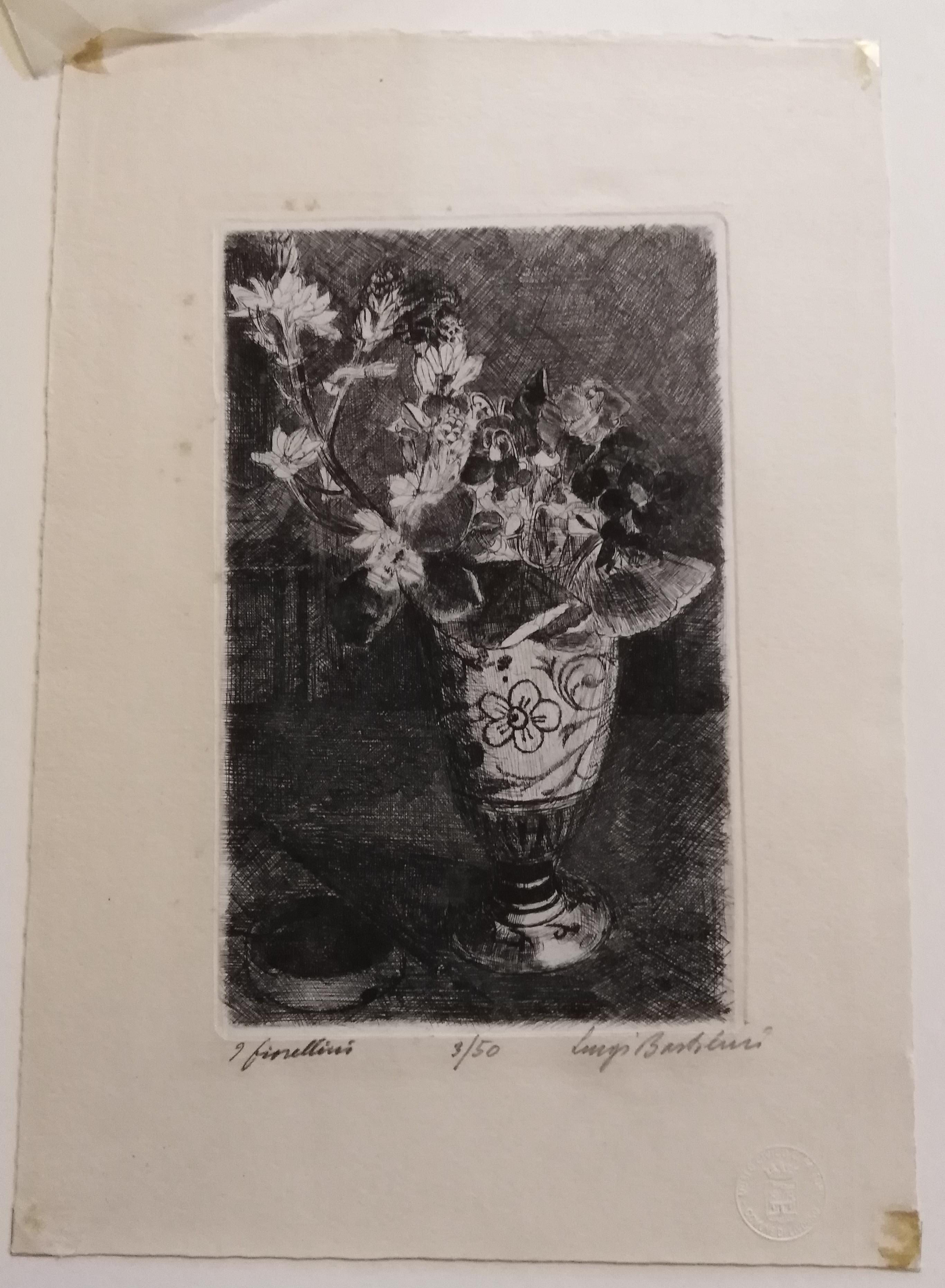 I fiorellini, vaso con fiori (stampa) di Bartolini Luigi (prima metà XX)