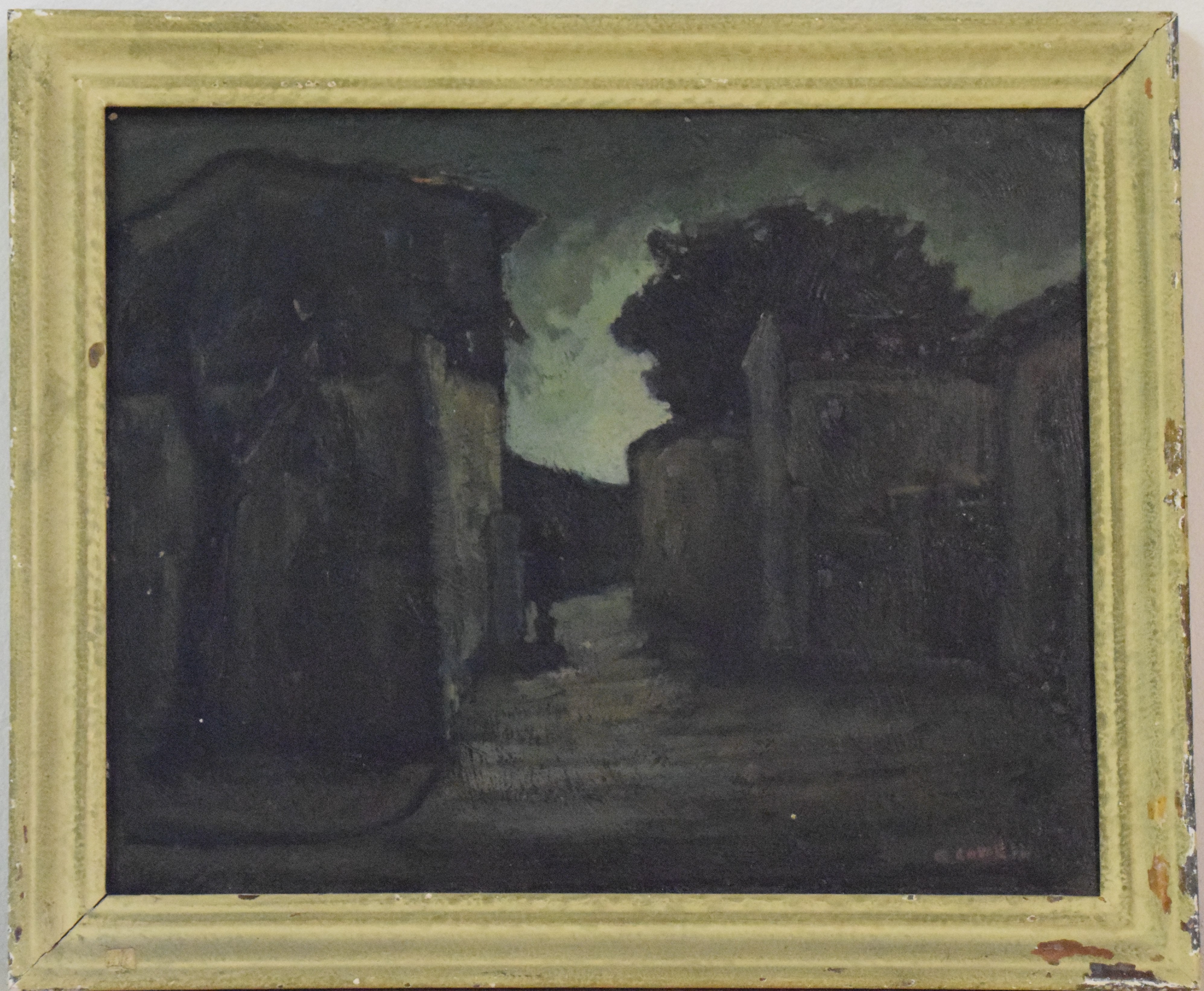 Impressione (notturno), paesaggio notturno (dipinto) di Cavallini Giuseppe (metà XX)