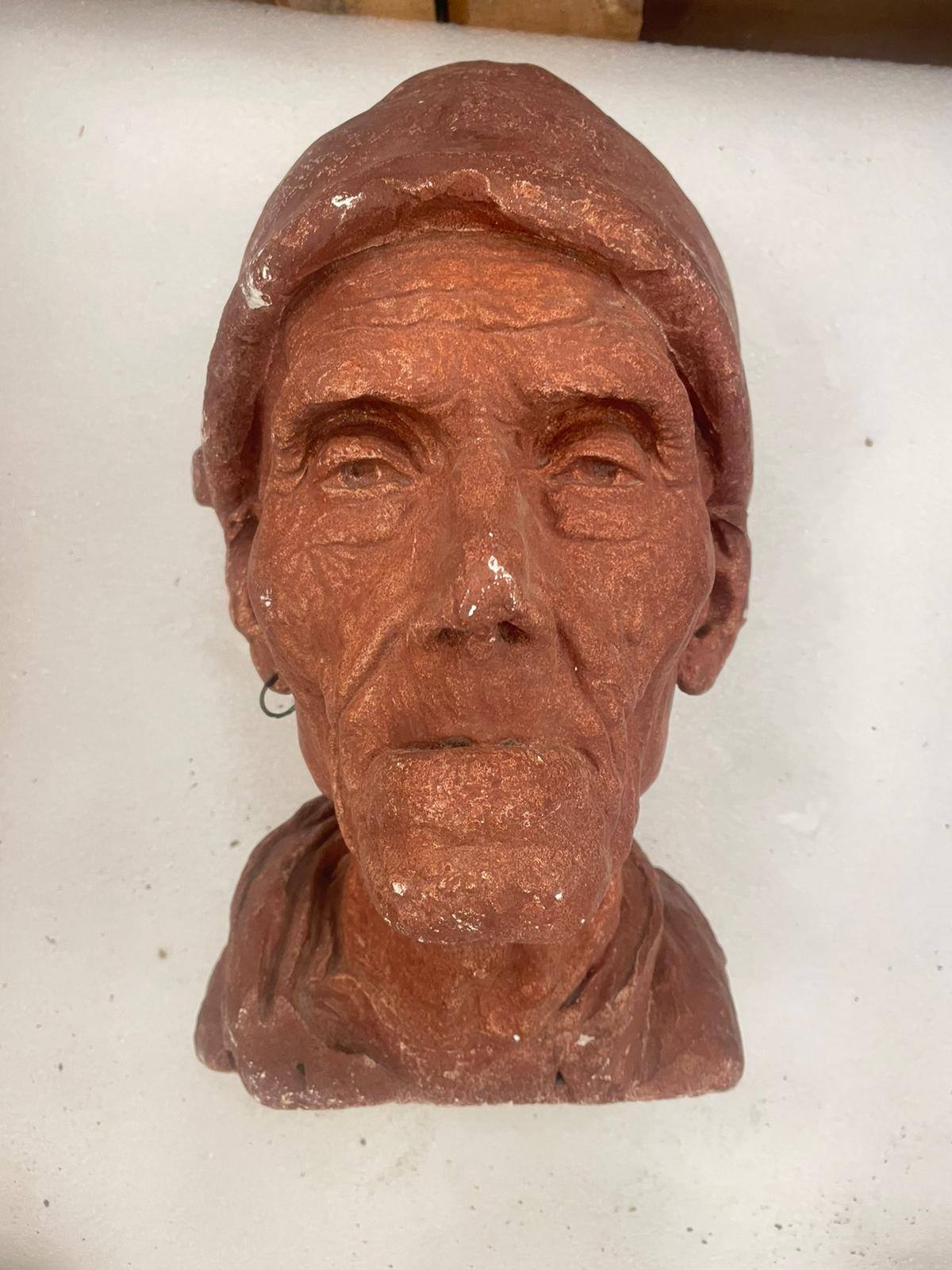 Zio Bista, testa di vecchio con turbante (scultura) di Fioravanti Umberto (XX)