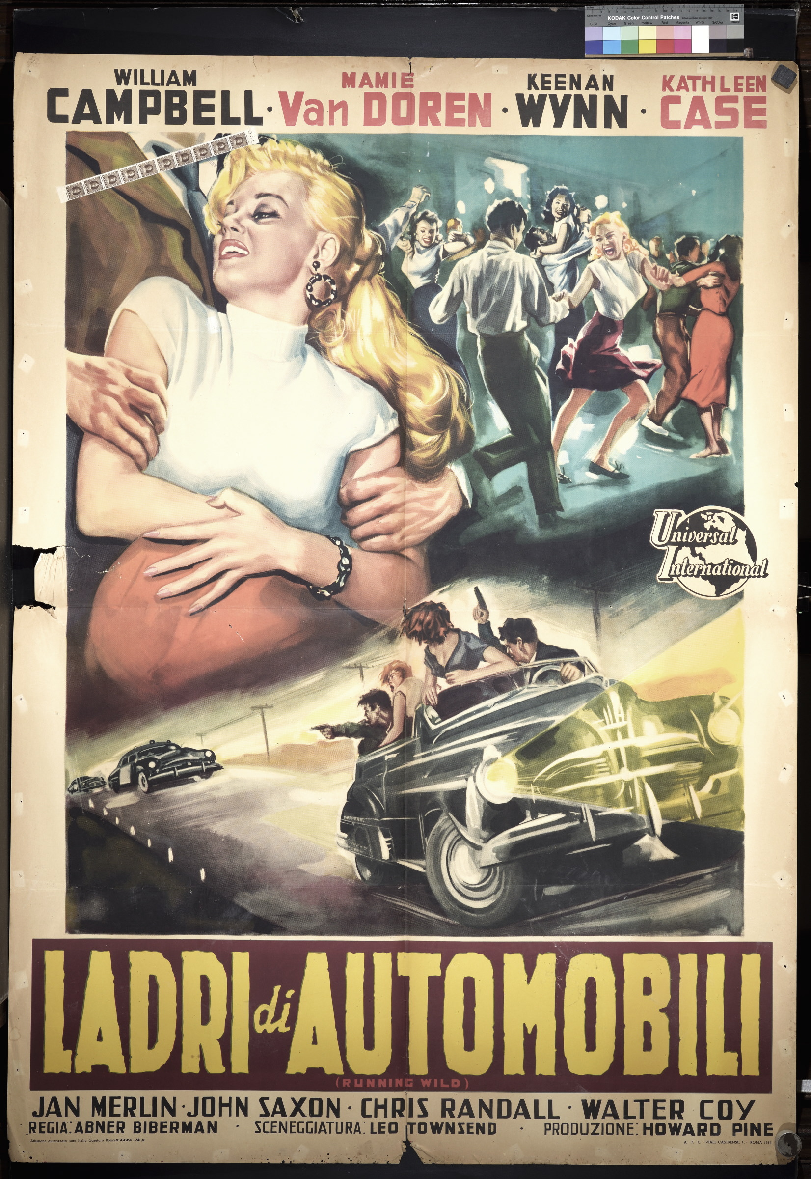 ritratto di attrice, scena di ballo, fuga automobilistica (manifesto) - ambito italiano (XX)