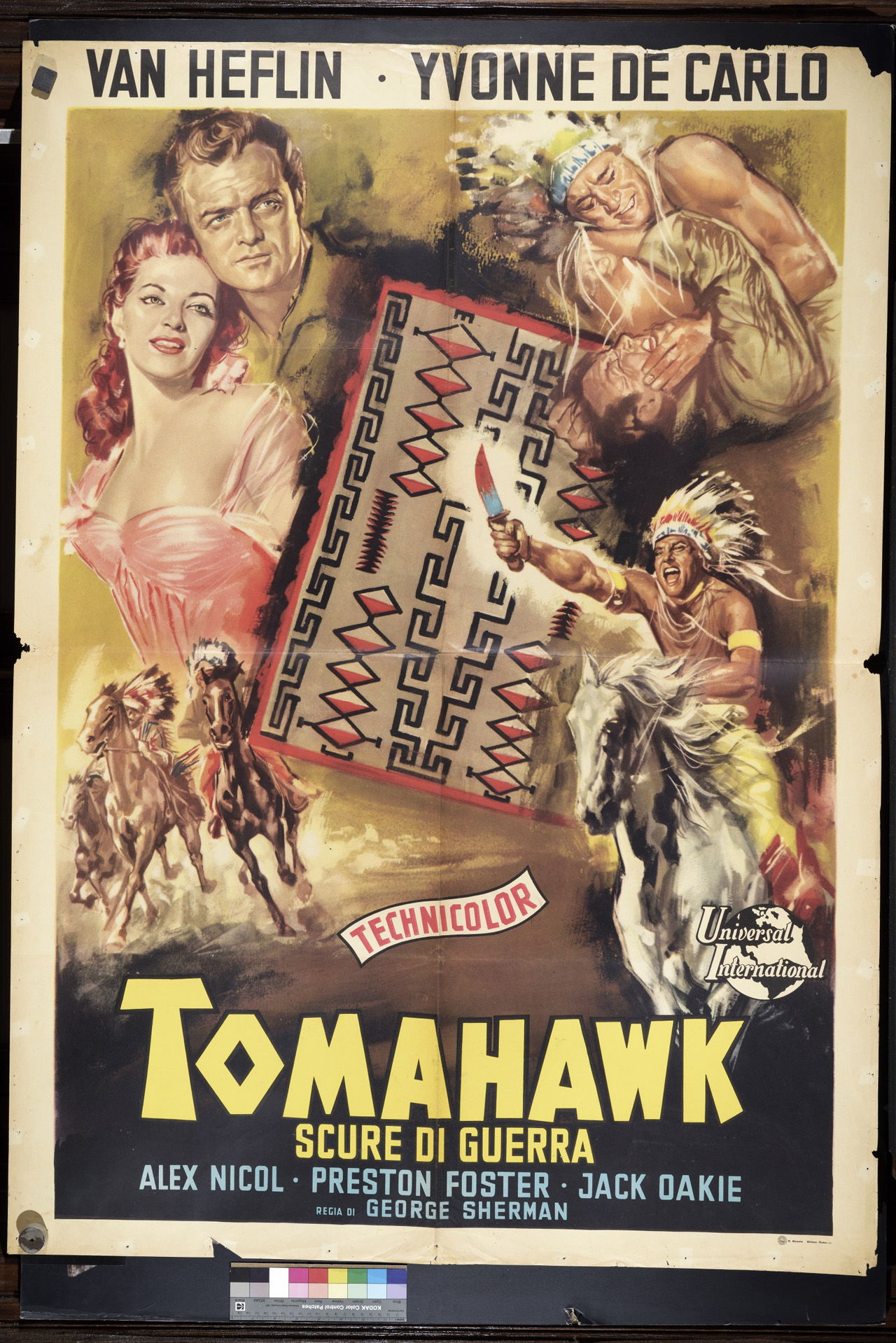 ritratto di attori con scena di lotta e uomini a cavallo (manifesto) - ambito italiano (XX)